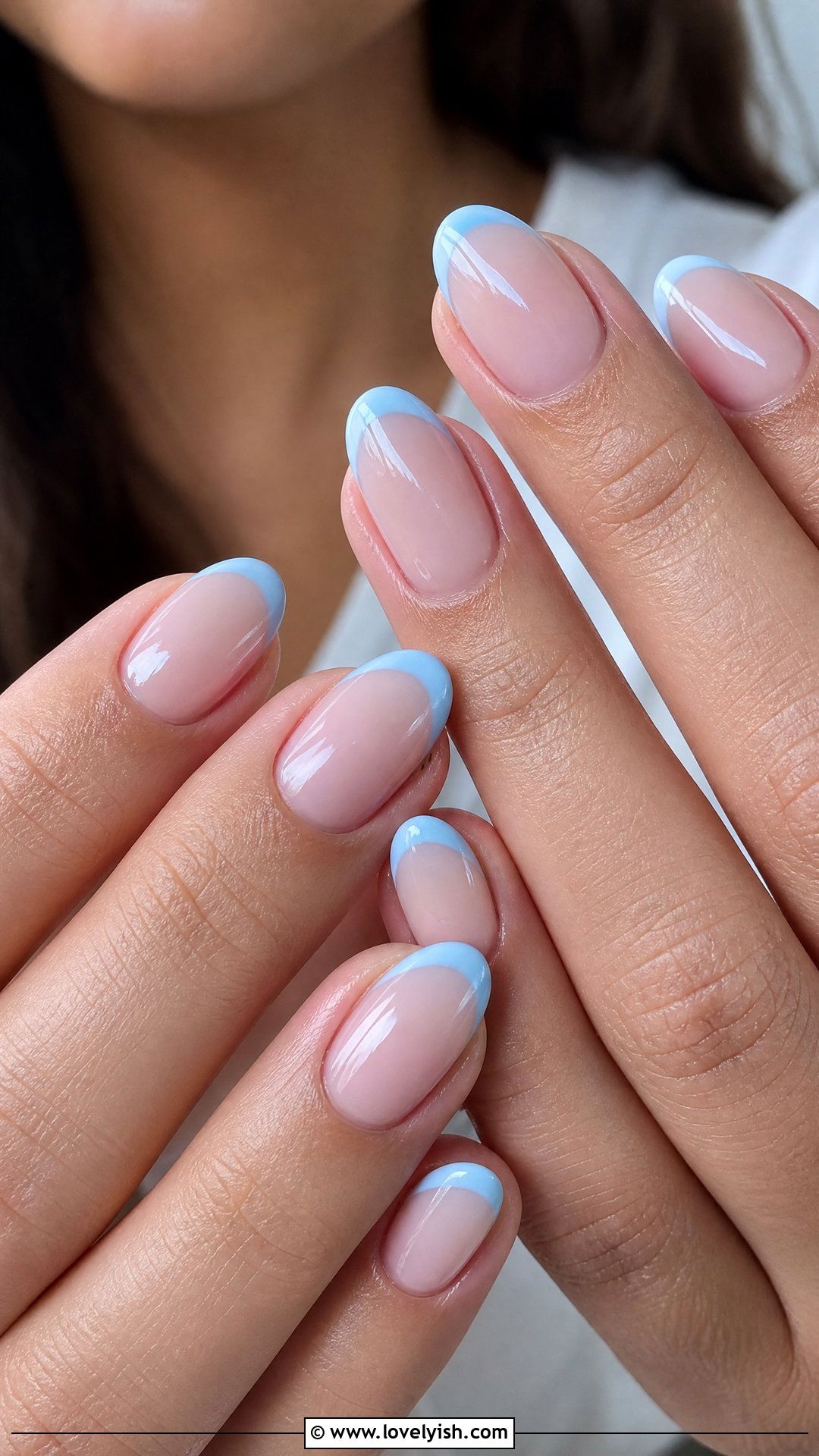 Sky Blue French Tip - 50 french manicure - 50 french manicure