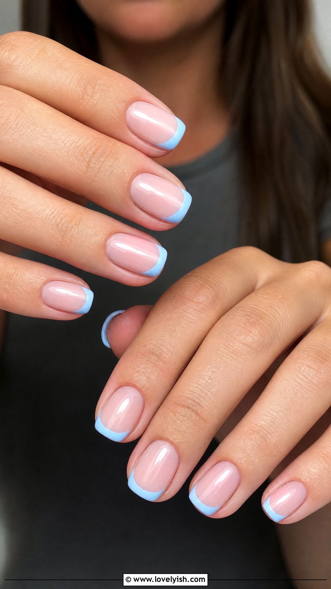 Sky Blue French Tip Nails - 47 nail inspiration - 47 nail inspiration