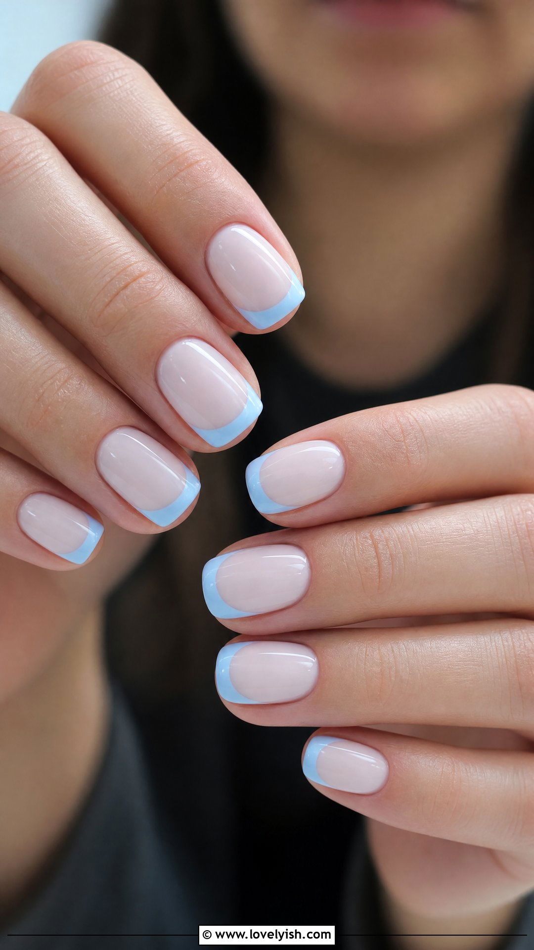 Sky Blue French Tip Nails - 50 spring nails - 50 spring nails