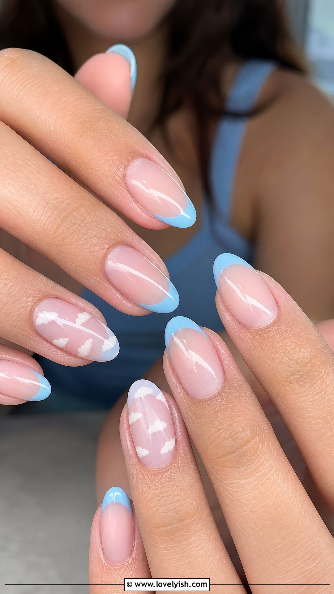 Sky Blue French Tip - 50 cute french tip nail designs - 50 cute french tip nail designs