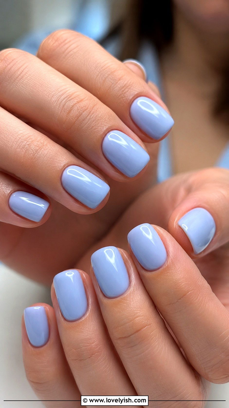 Sky Blue Glossy Acrylic Nails - 42 acrylic nail designs - 42 acrylic nail designs