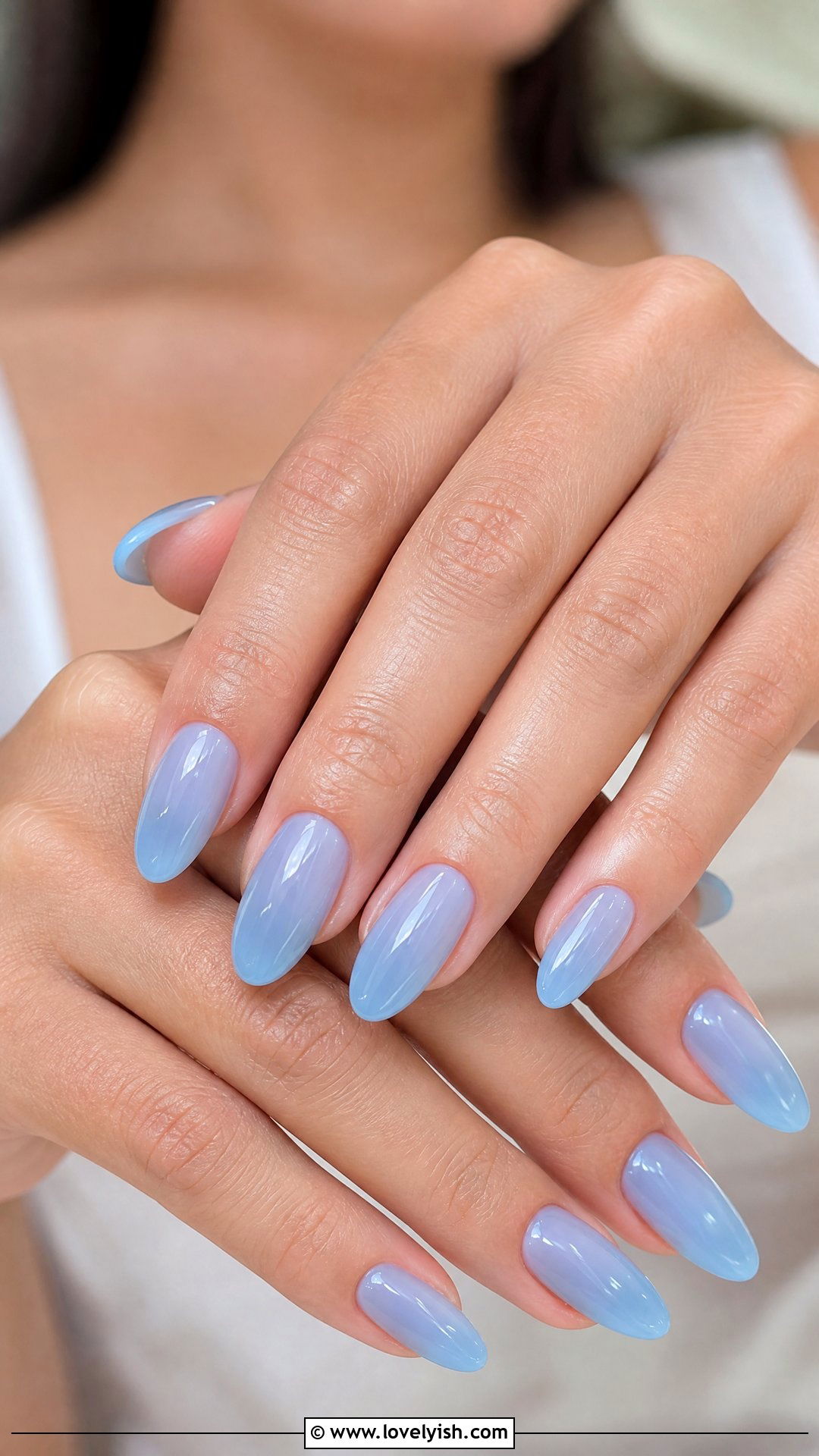 Sky Blue Jelly Nails - 50 easy spring nail designs - 50 easy spring nail designs