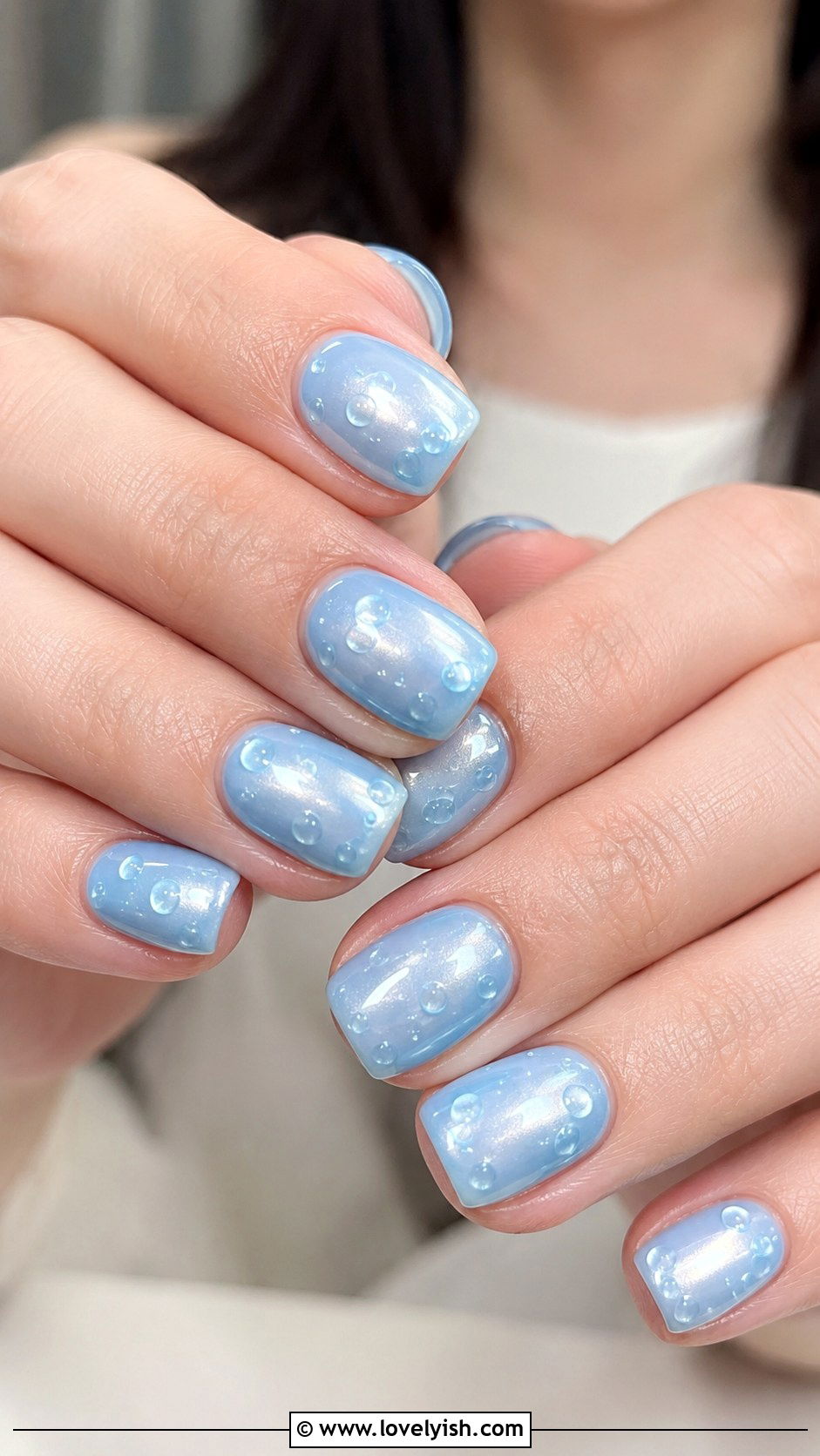 Sky Blue Mermaid Nails with Bubbles - 50 mermaid nails - 50 mermaid nails