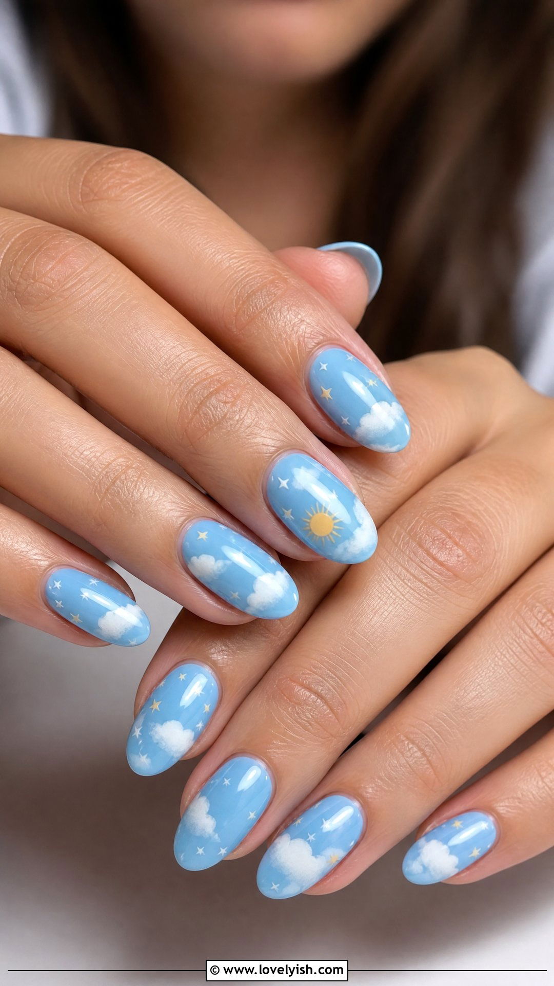 Sky Blue Star Cloud Nails - 50 star nails - 50 star nails