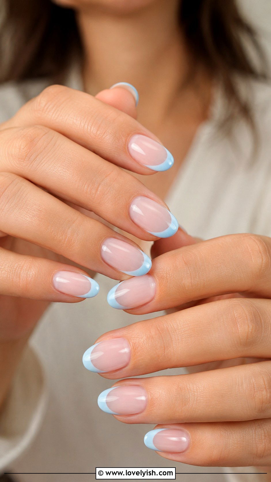 Sky Blue Tip Nails - 50 minimalist nails - 50 minimalist nails