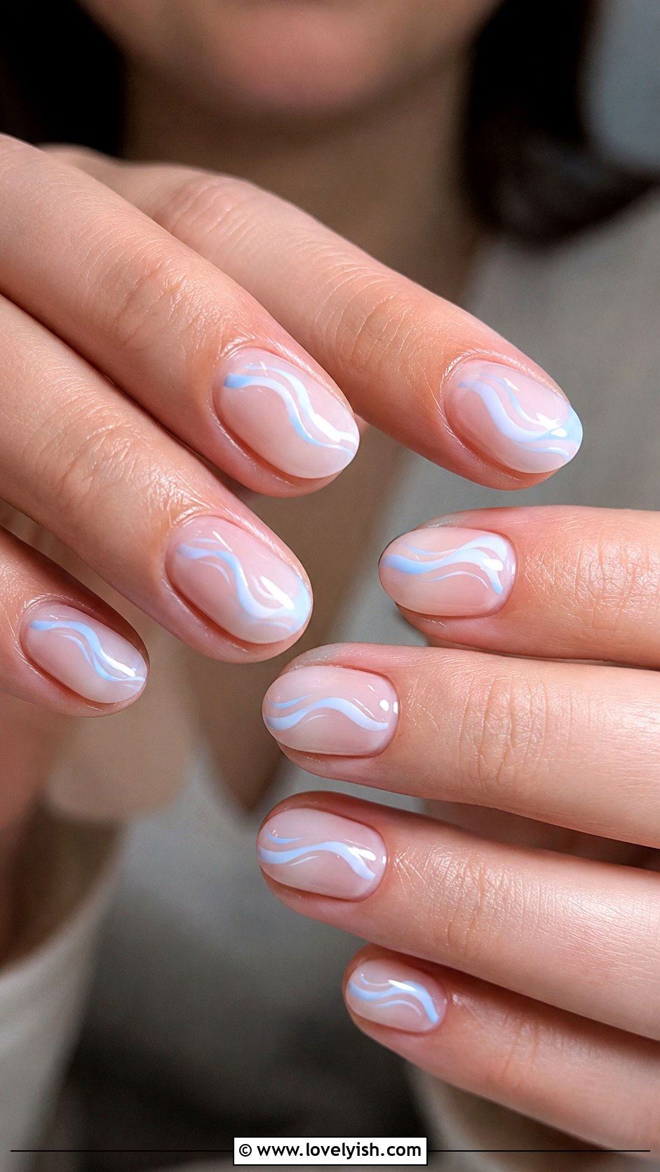 Sky Blue Wave Nails - 38 blue nail designs - 38 blue nail designs