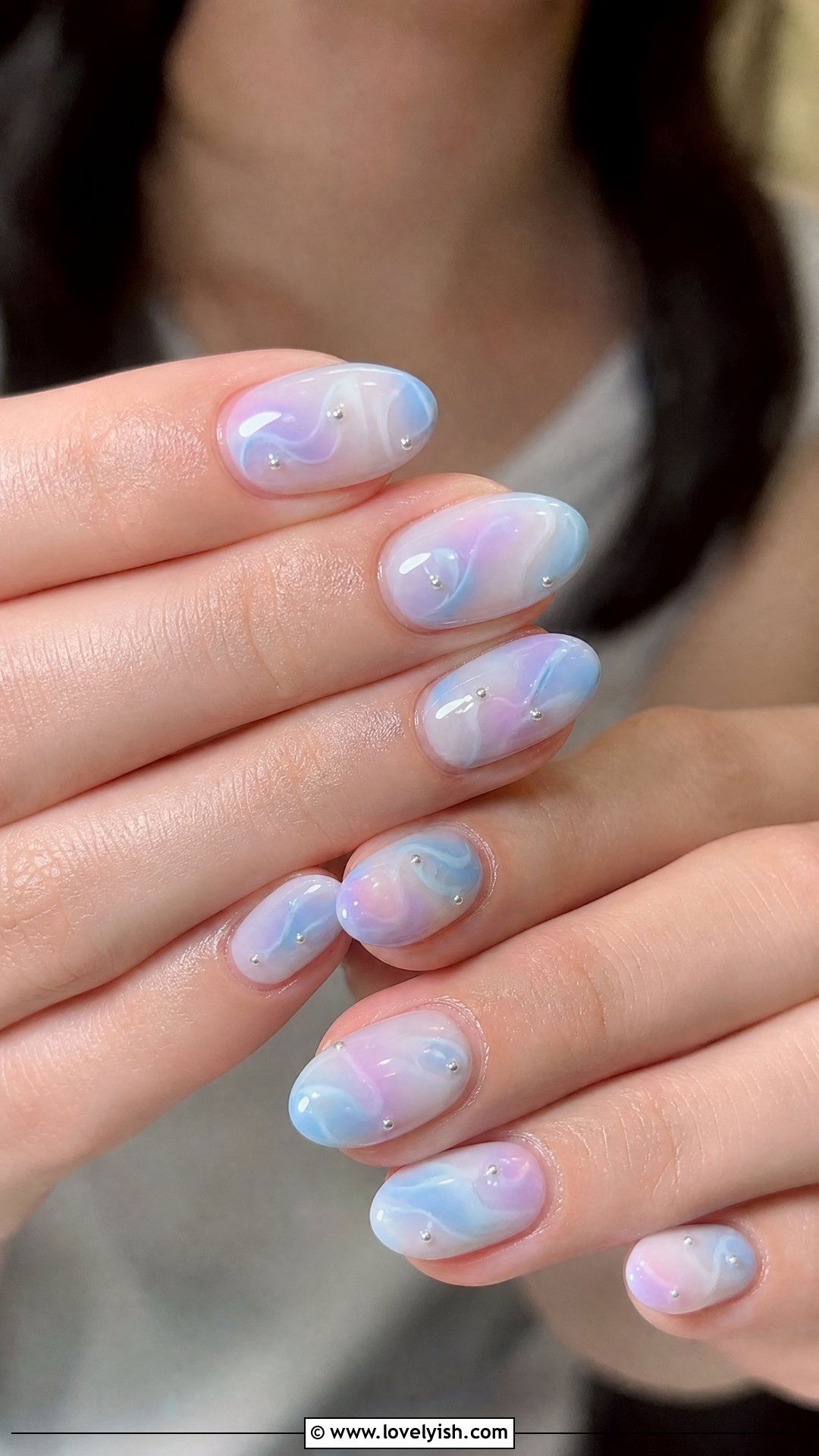 Sky Blue and Lavender Swirl Nails - 50 swirl nails - 50 swirl nails