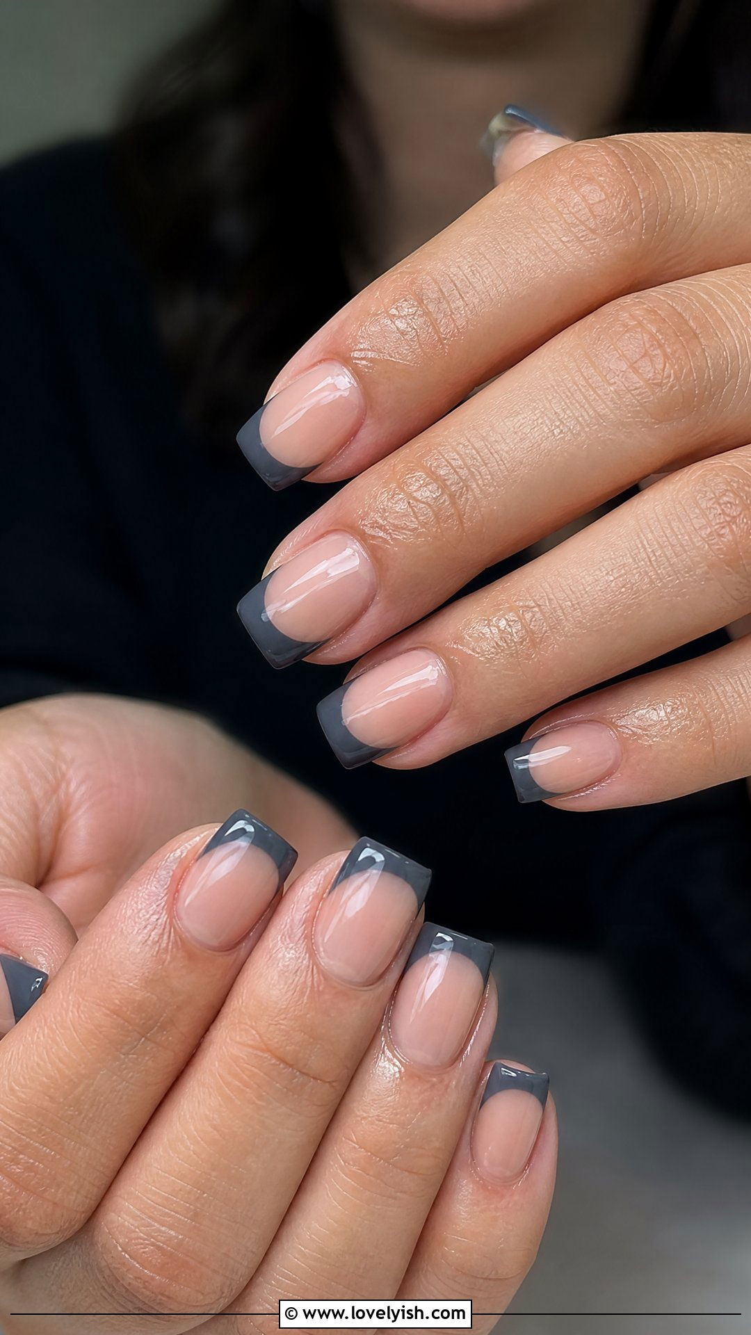 Slate Gray French Tips - 50 sophisticated nails - 50 sophisticated nails