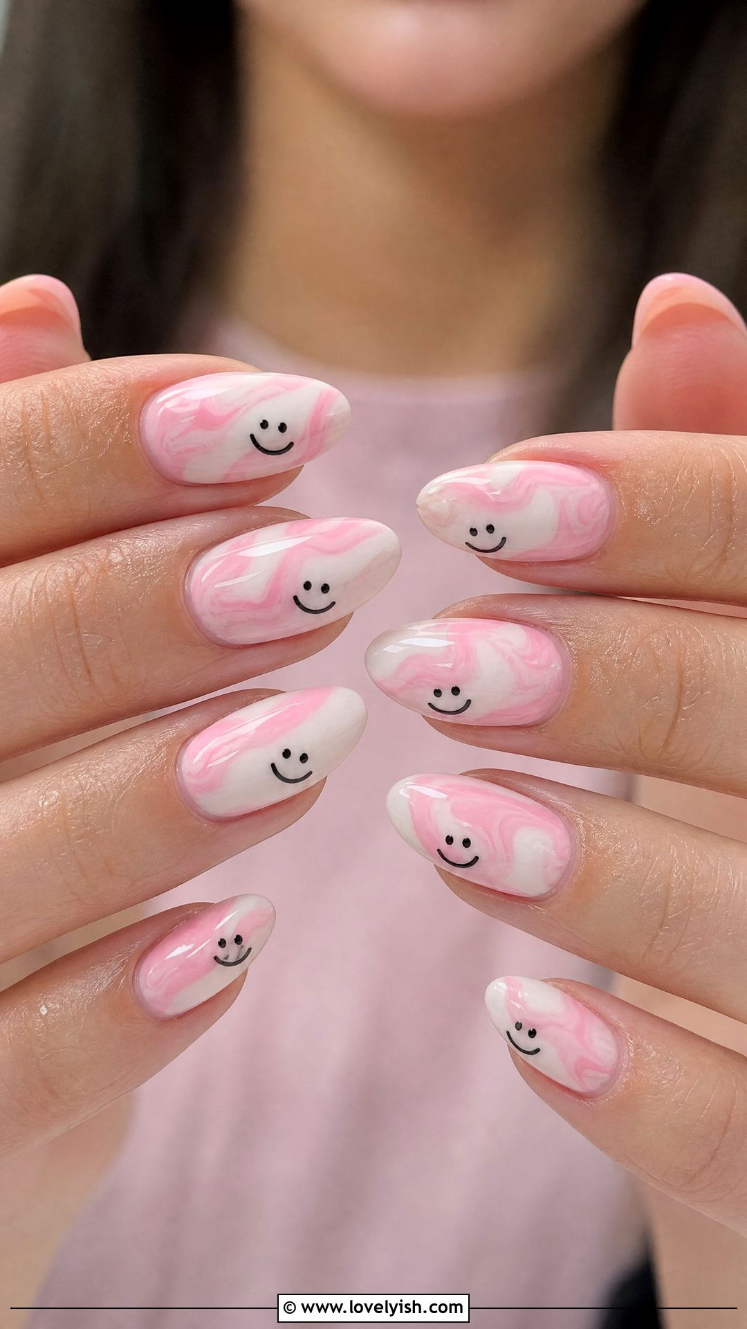 Smiley Face Marble Nails - 50 smiley face nails - 50 smiley face nails