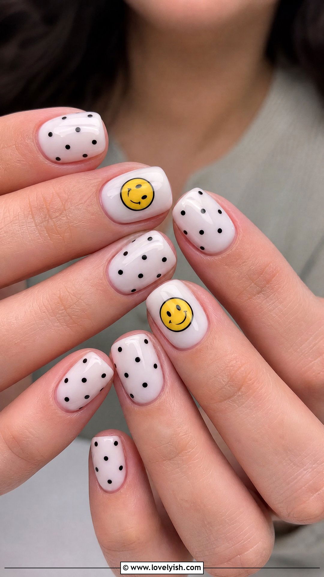 Smiley Face Polka Dot Nails - 50 smiley face nails - 50 smiley face nails