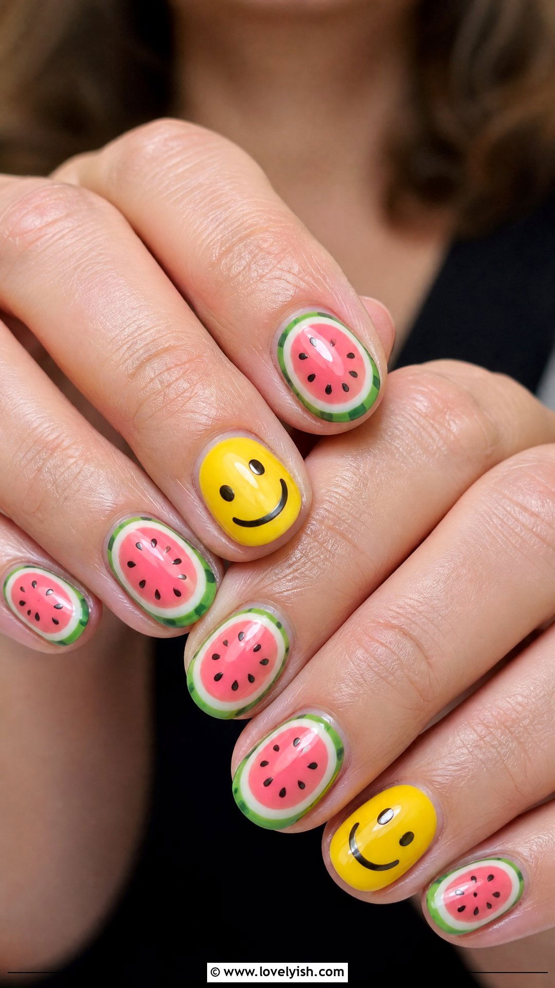Smiley Face Watermelon Nails - 50 smiley face nails - 50 smiley face nails