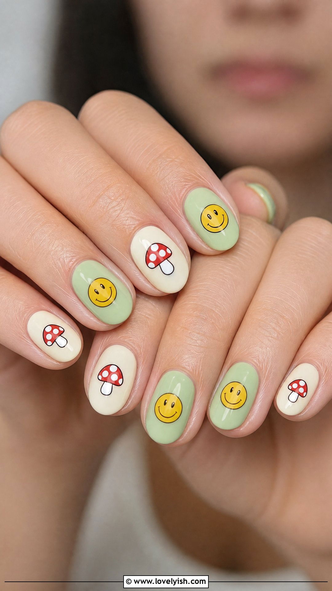 Smiley Face With Mushroom Nails - 50 smiley face nails - 50 smiley face nails