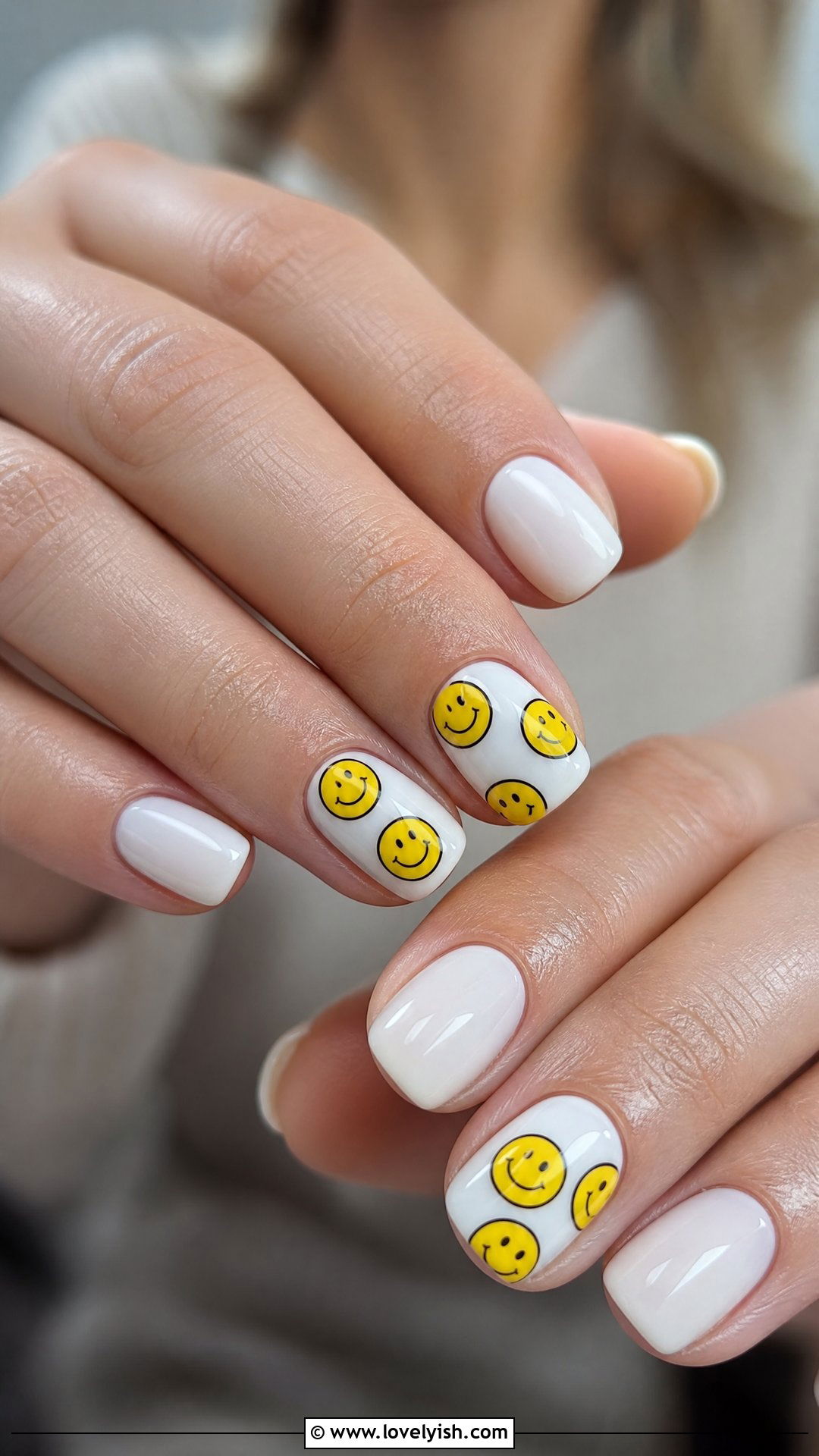 Smiley Face Yellow Nails - 37 nails art ideas - 37 nails art ideas