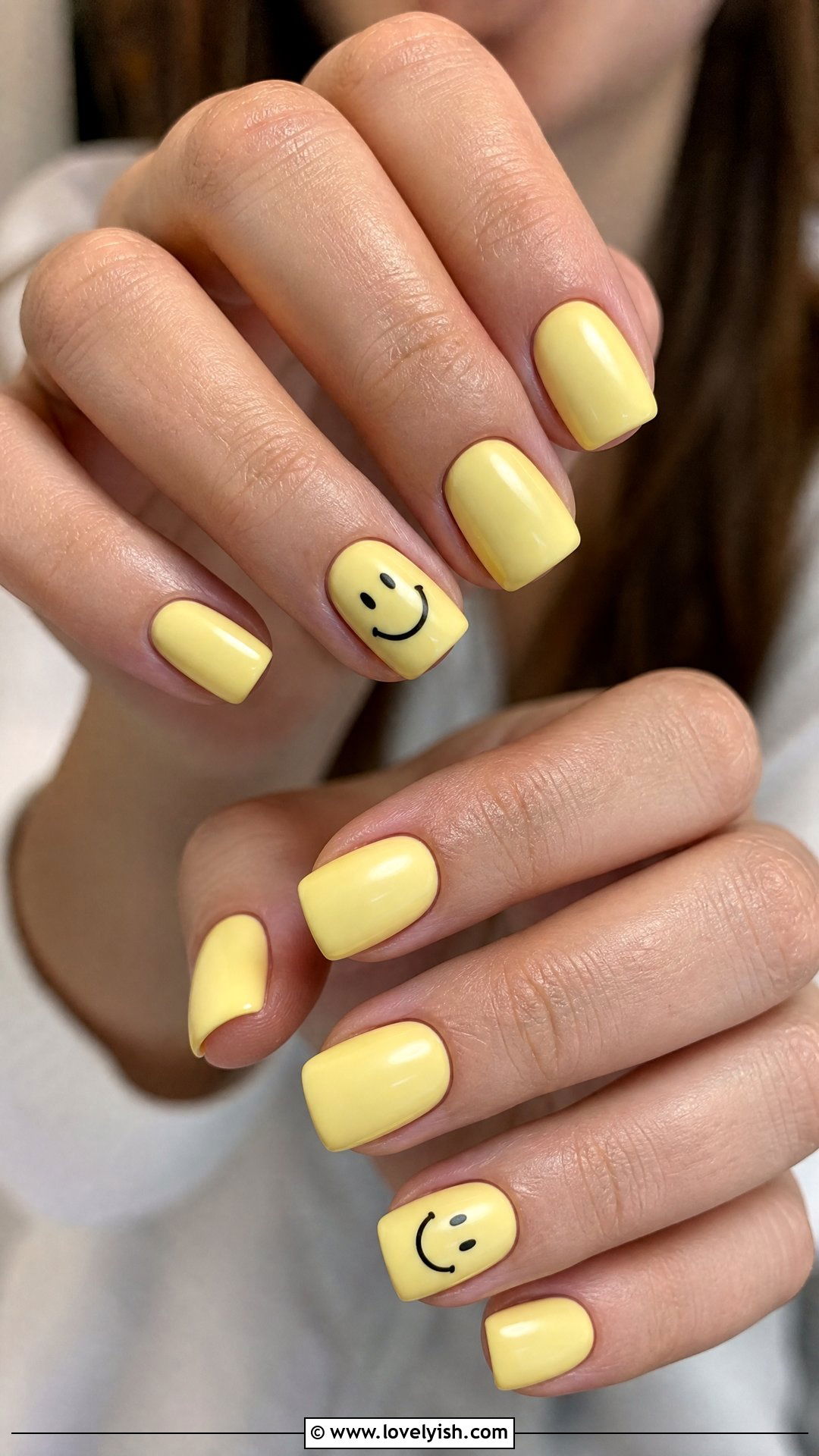 Smiley Face Yellow Square Nails - 50 square nails - 50 square nails