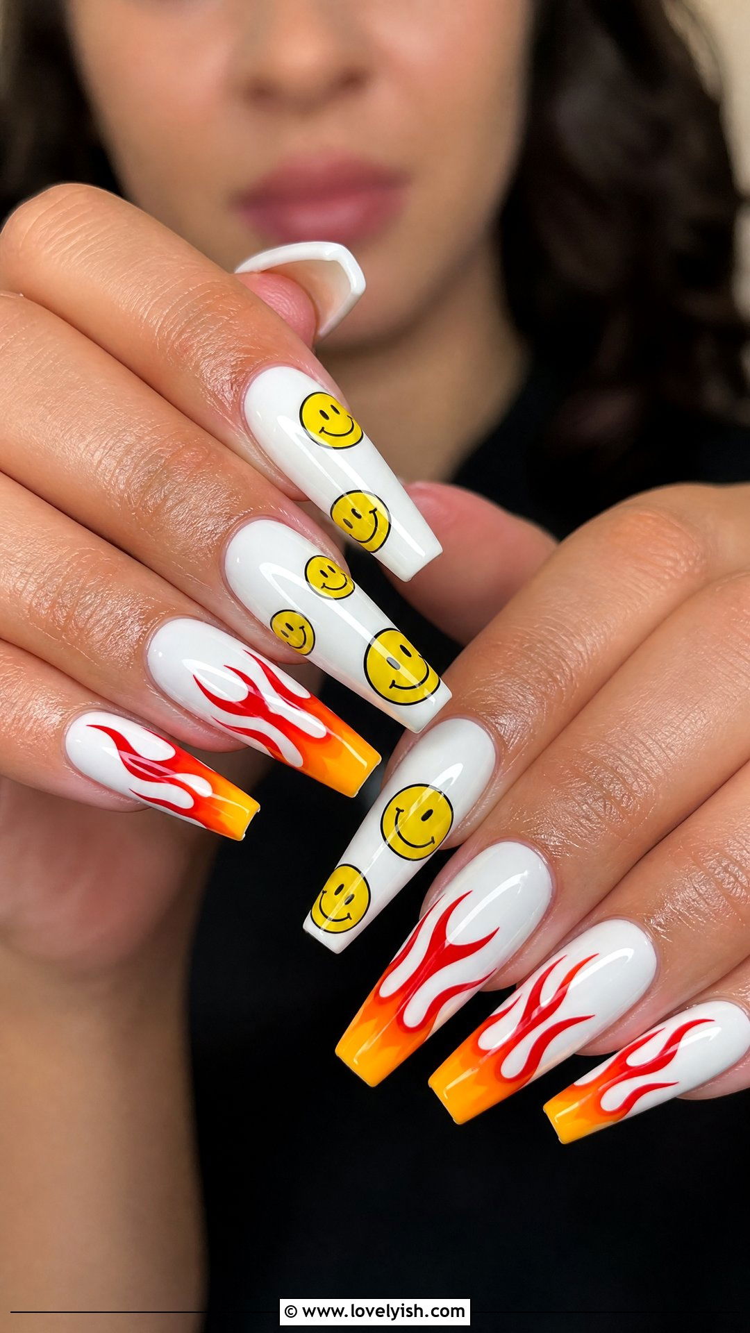 Smiley Face and Flame Nails - 50 smiley face nails - 50 smiley face nails
