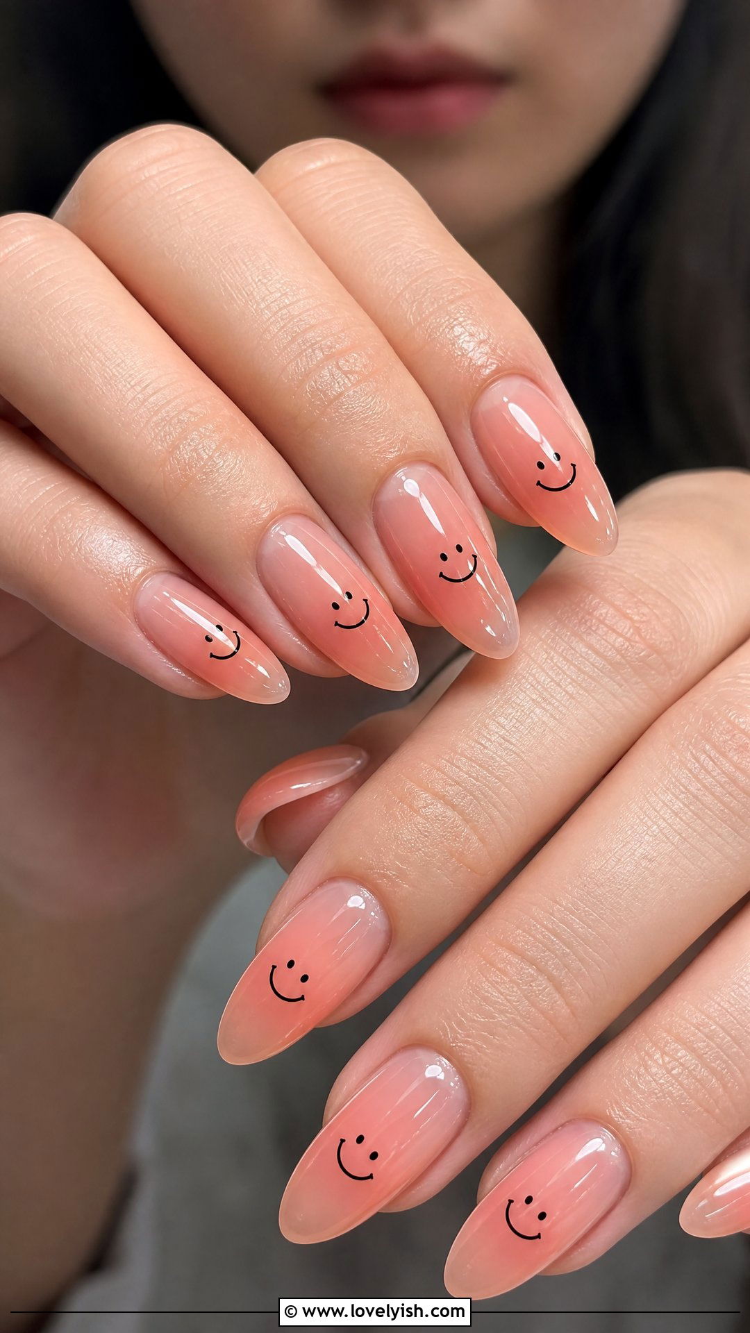 Smiley Face on Clear Jelly Nails - 50 smiley face nails - 50 smiley face nails