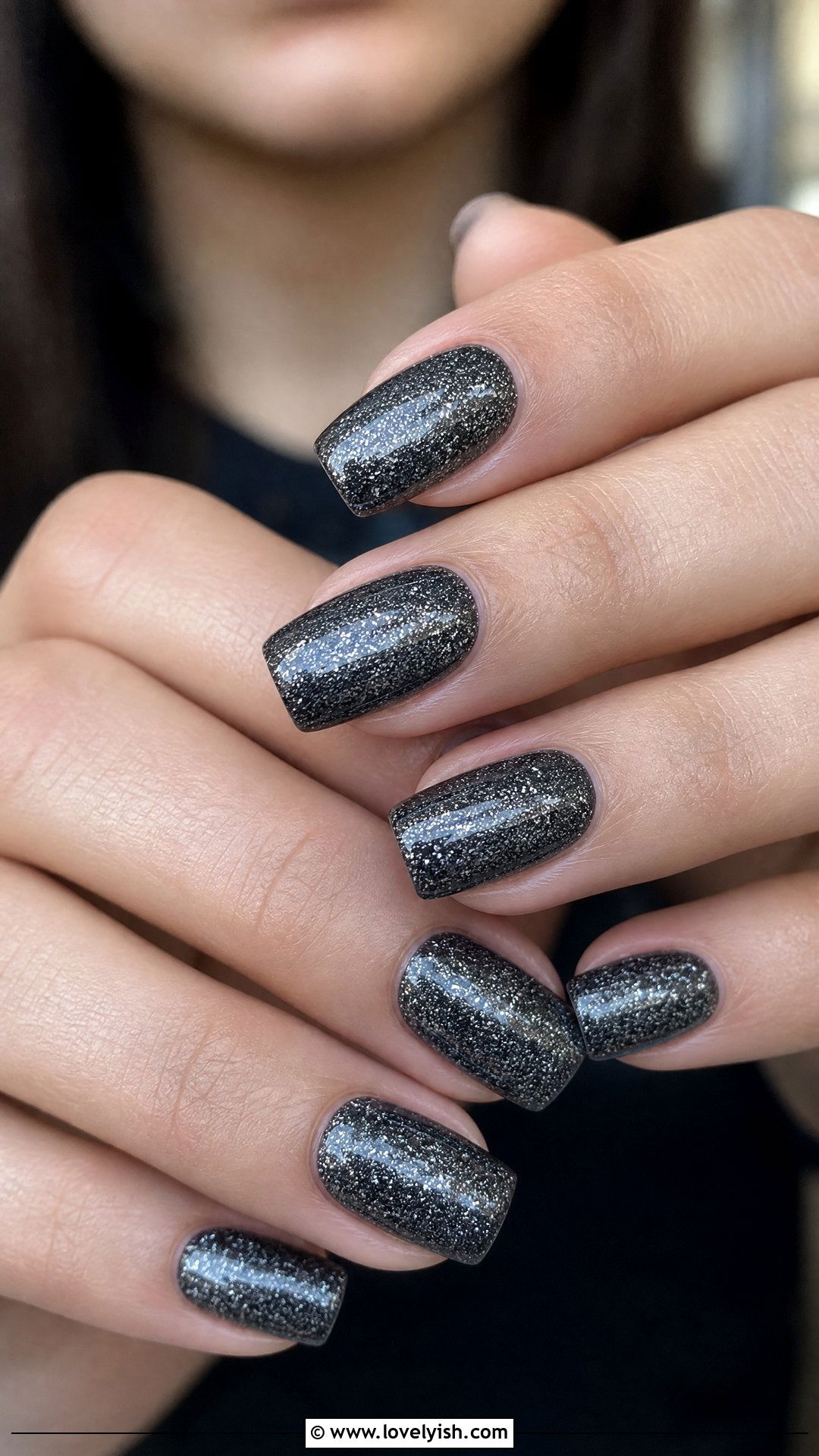 Smokey Gray Glitter Nails - 50 sparkly nails - 50 sparkly nails
