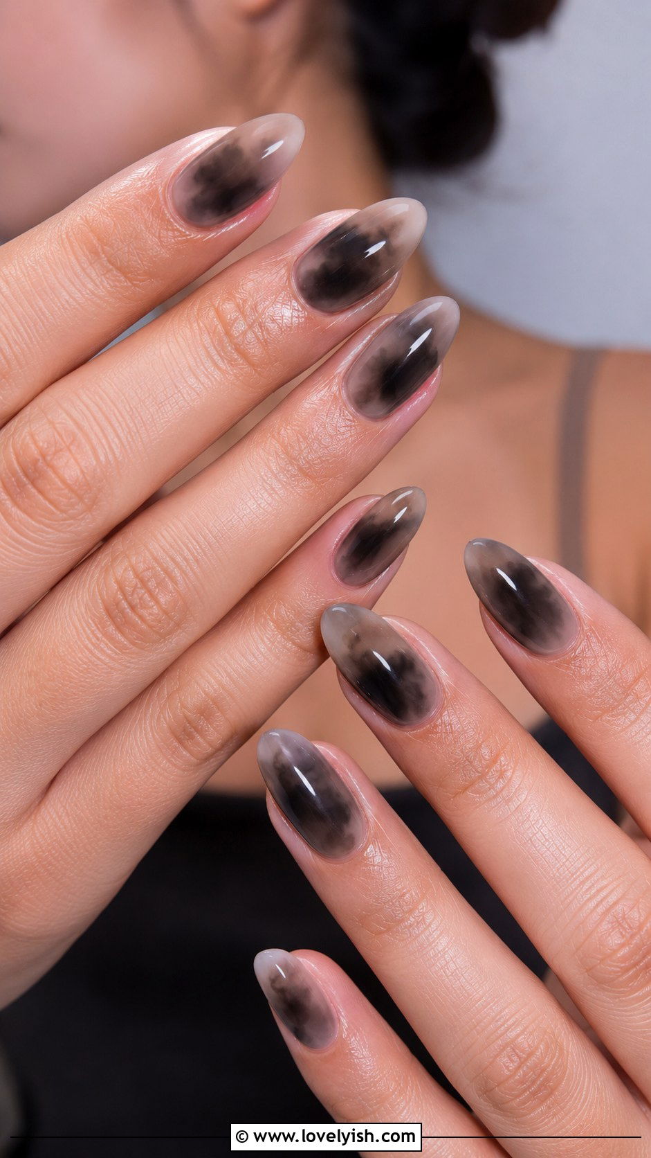 Smoky Black Aura Nails - 46 nail inspo - 46 nail inspo