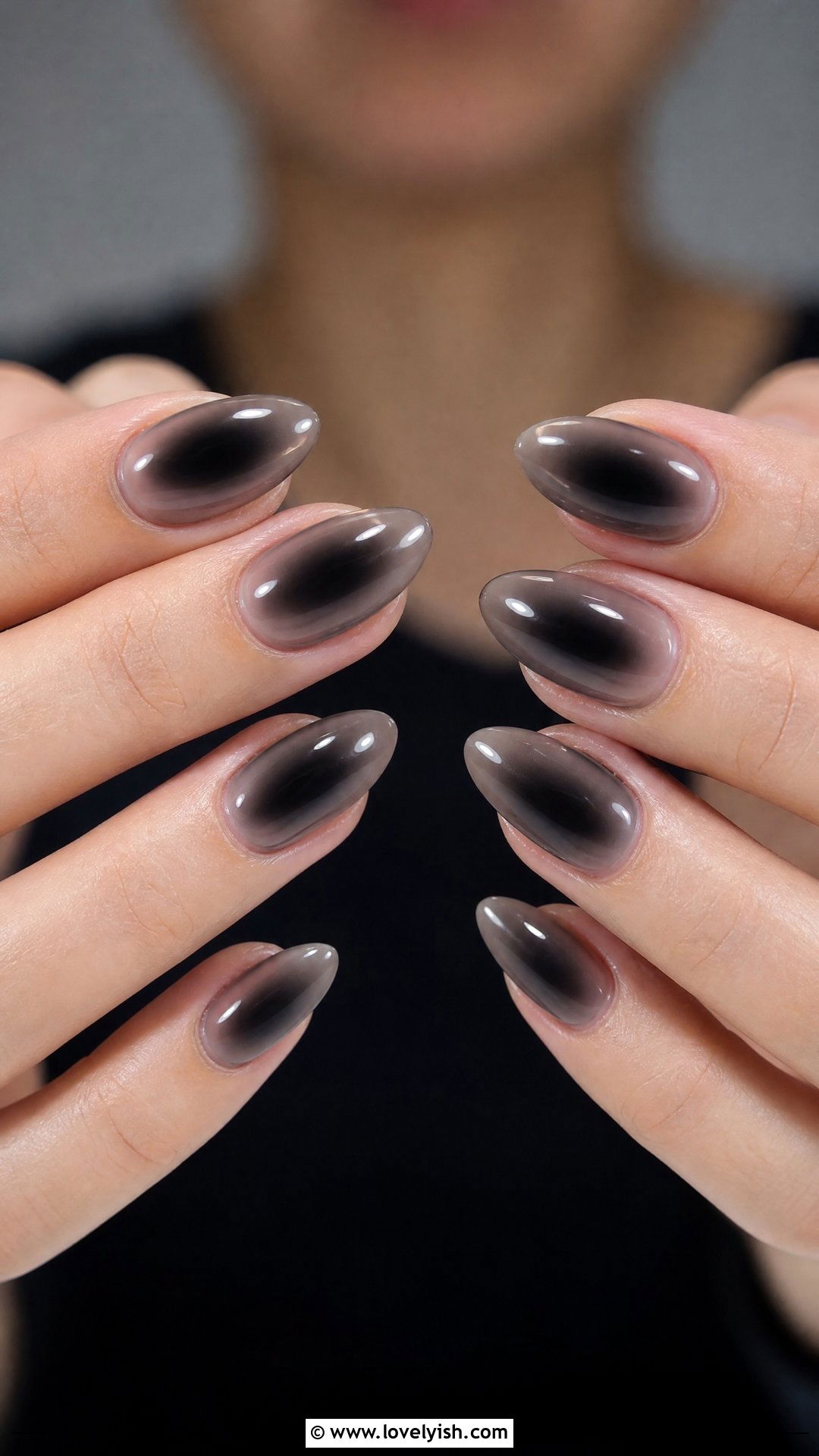 Smoky Black Aura Nails - 50 dark nail designs - 50 dark nail designs