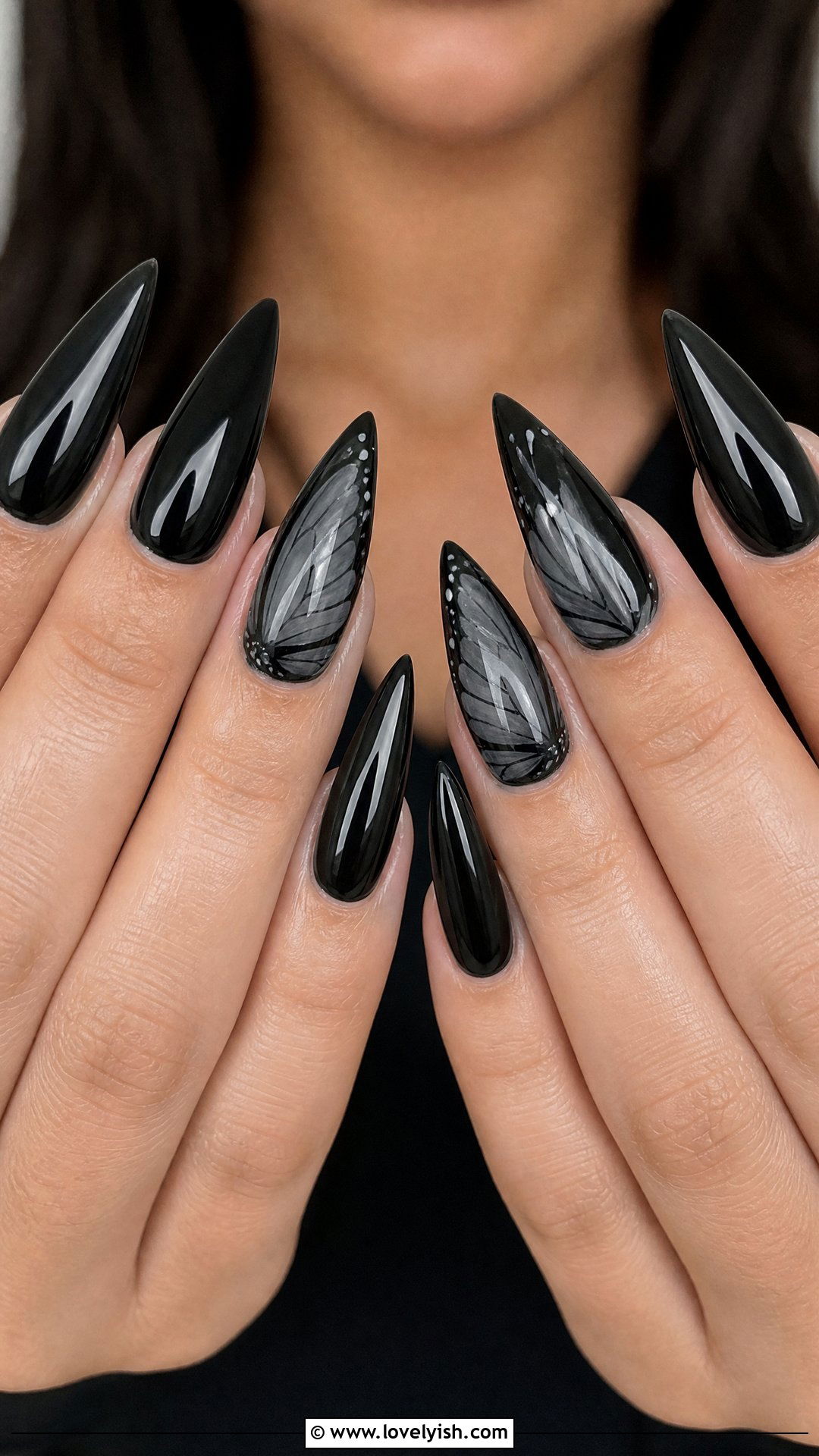 Smoky Black Butterfly Nails - 50 butterfly nails - 50 butterfly nails