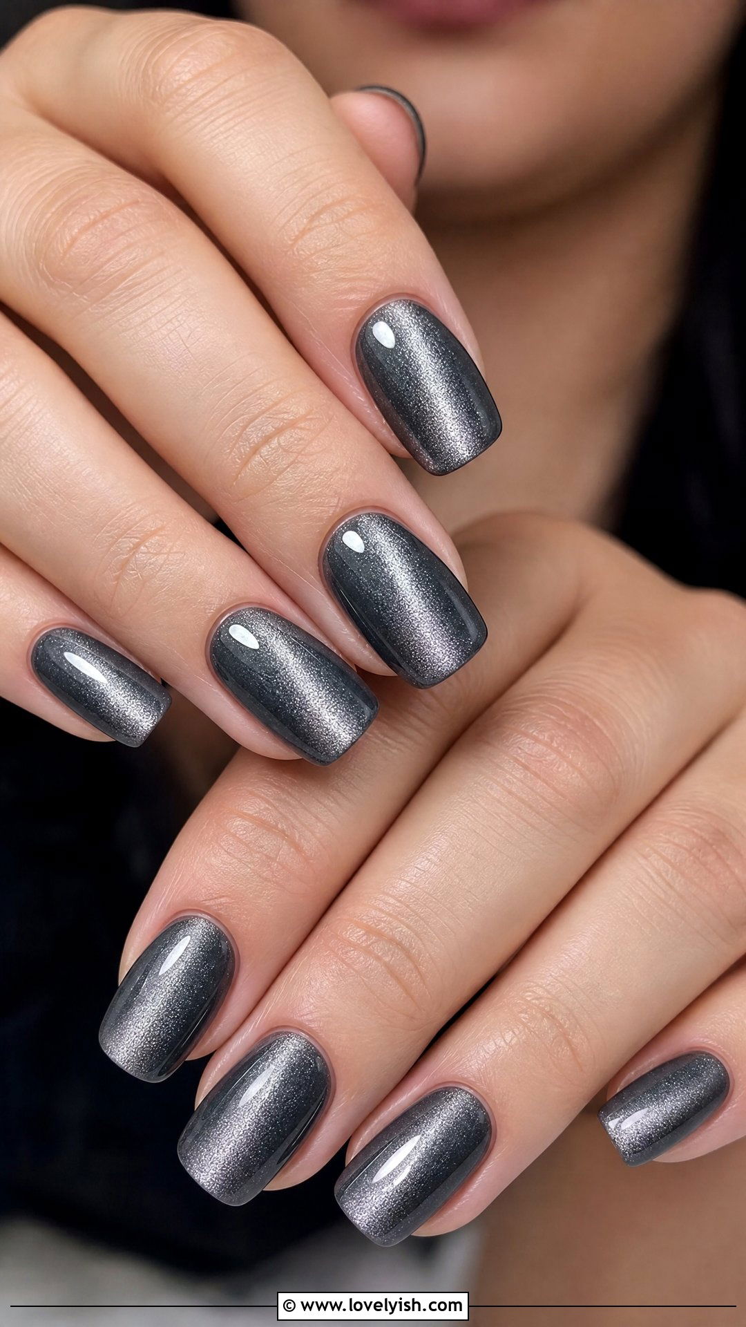 Smoky Gray Cat Eye Nails - 50 cateye nail designs - 50 cateye nail designs