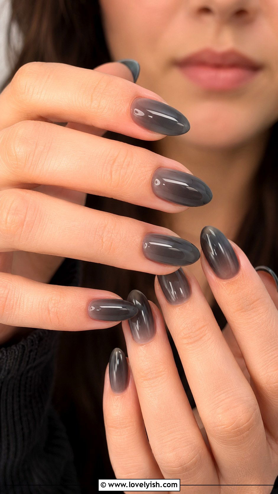 Smoky Grey Almond Nails - 50 almond nails - 50 almond nails