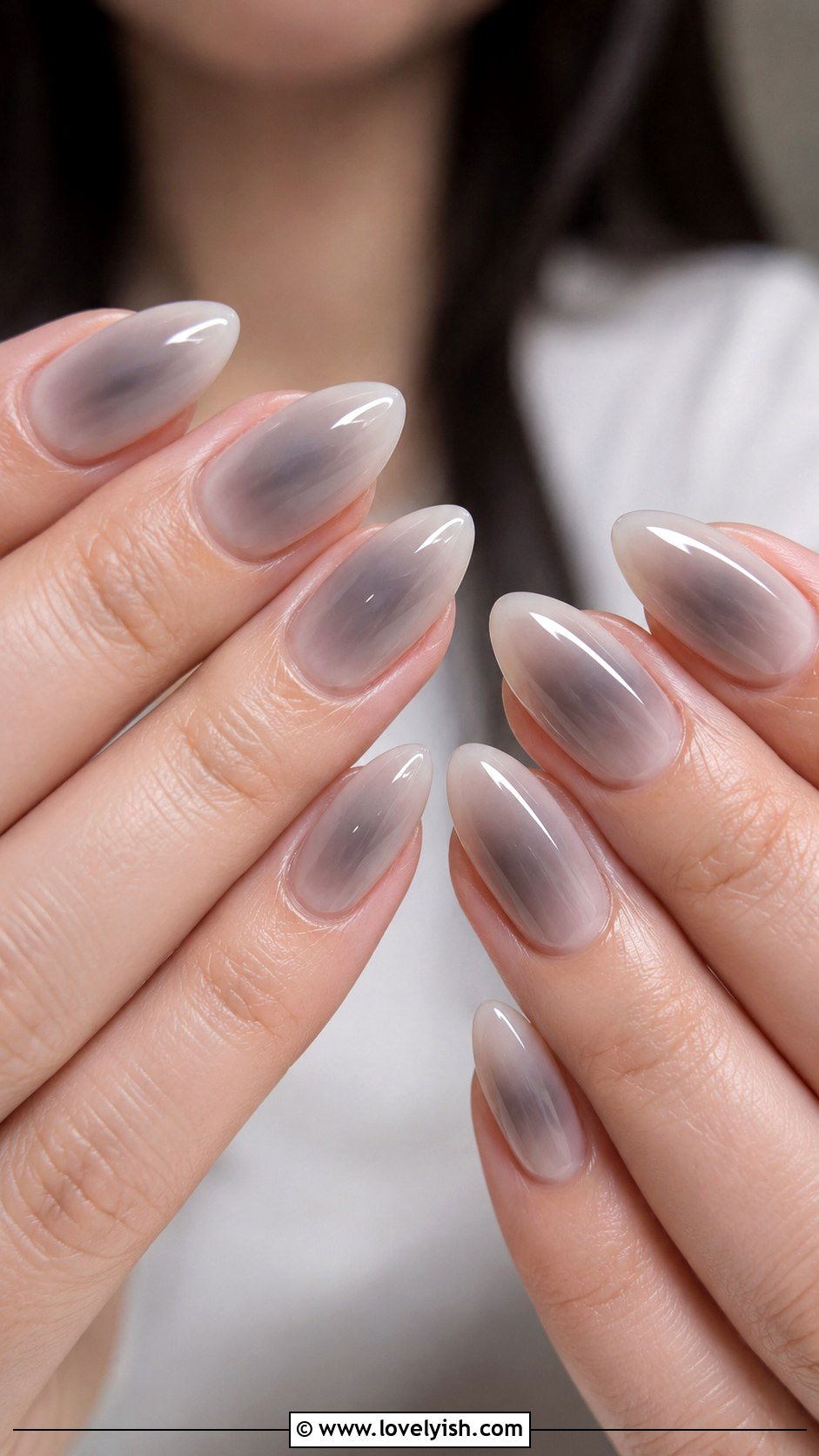 Smoky Grey Aura Nails - 50 grey nail designs - 50 grey nail designs