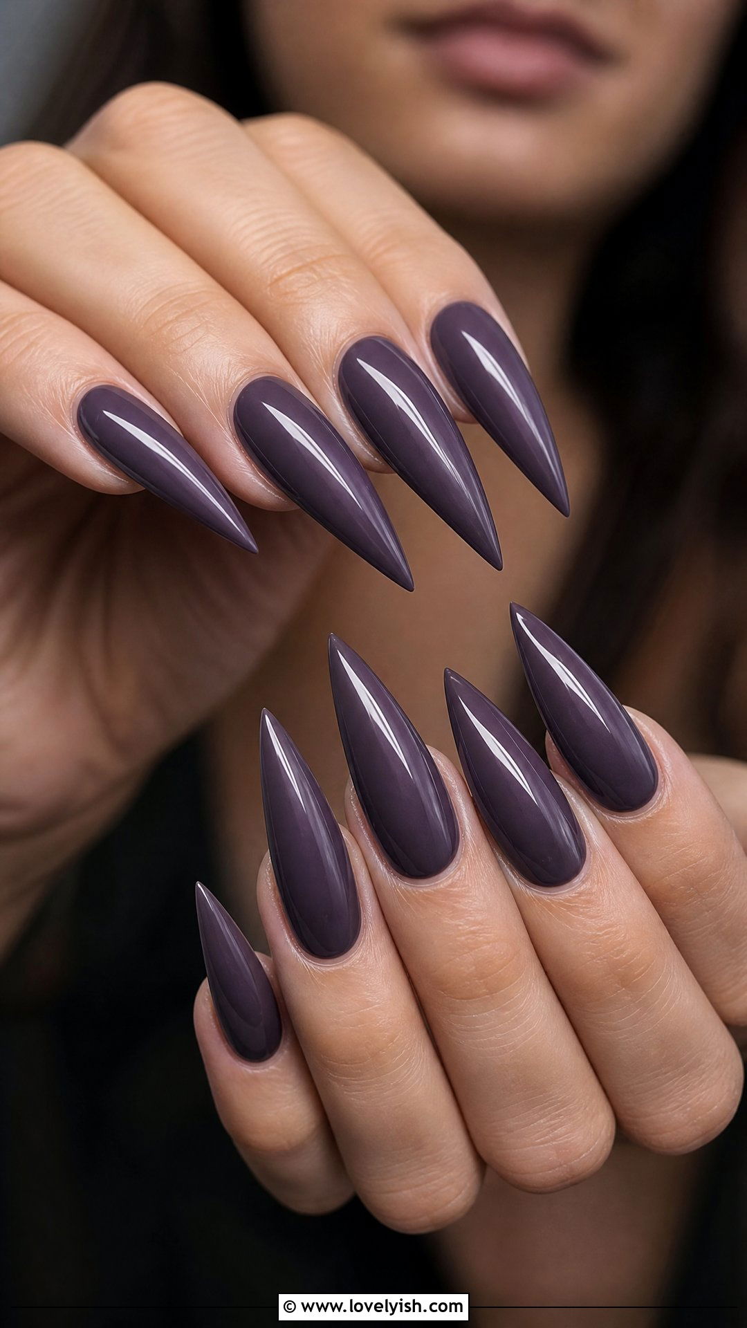 Smoky Purple Long Stiletto Nails - 50 long stiletto nails - 50 long stiletto nails