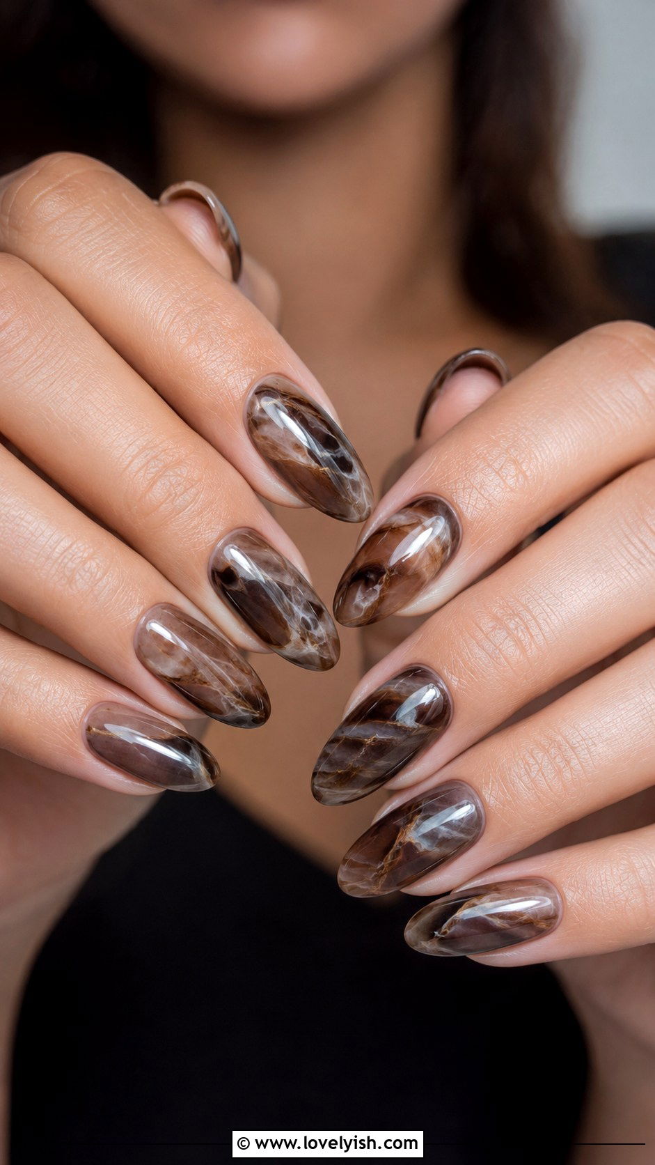 Smoky Quartz Brown Marble Nails - 38 marble nail designs - 38 marble nail designs