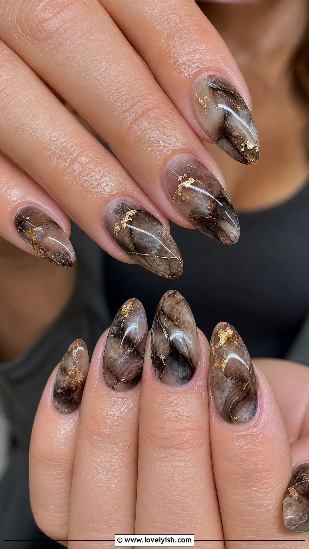Smoky Quartz Effect Nails - 50 dark nail designs - 50 dark nail designs