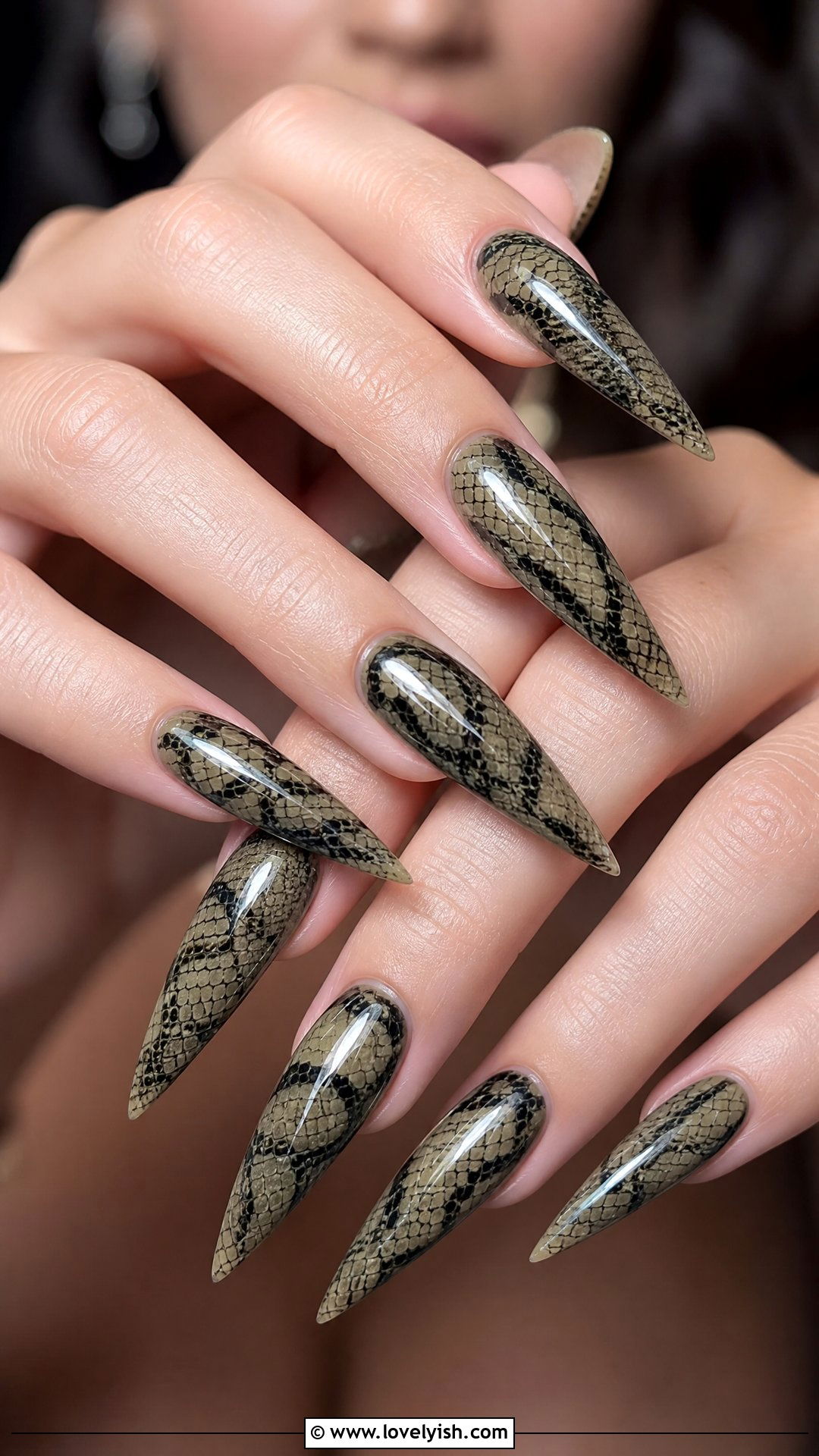Snake Skin Long Stiletto Nails - 50 long stiletto nails - 50 long stiletto nails