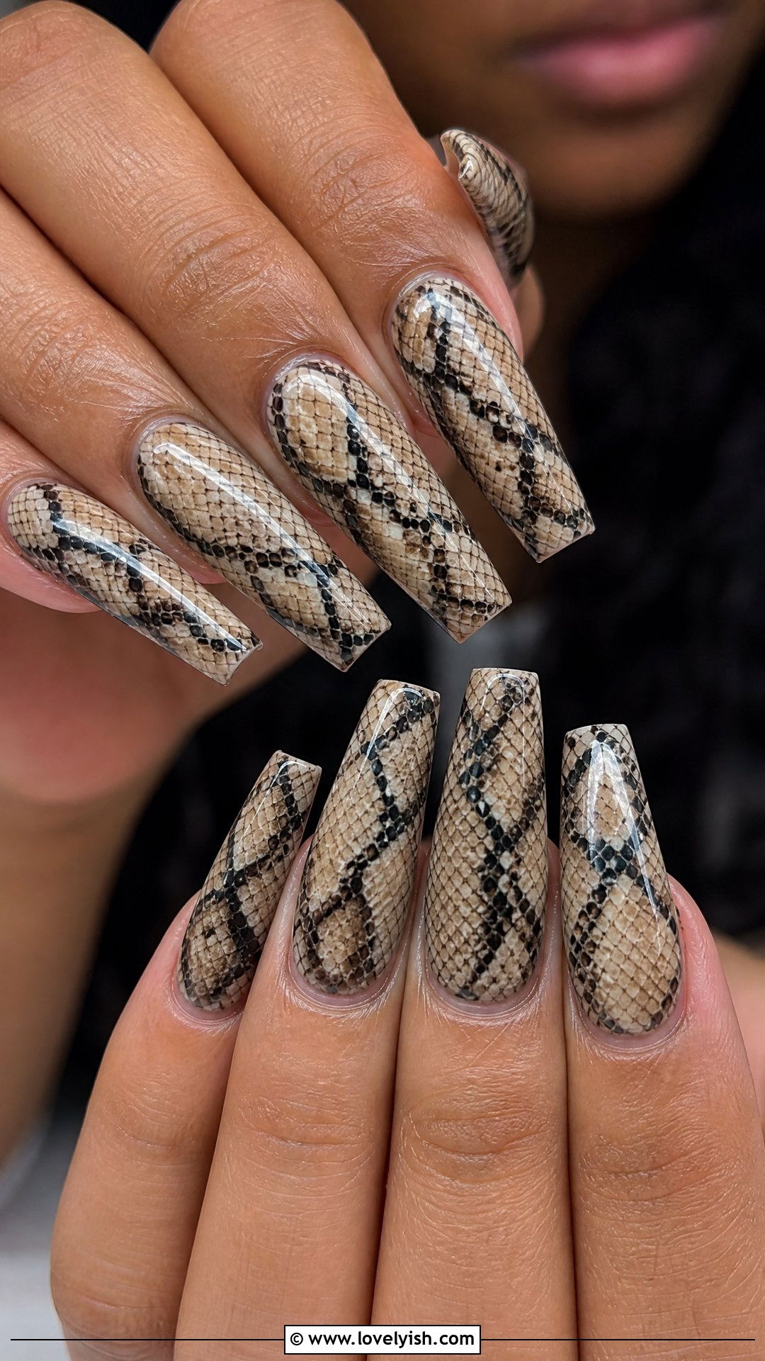 Snake Skin Print Coffin Nails - 50 coffin nails - 50 coffin nails