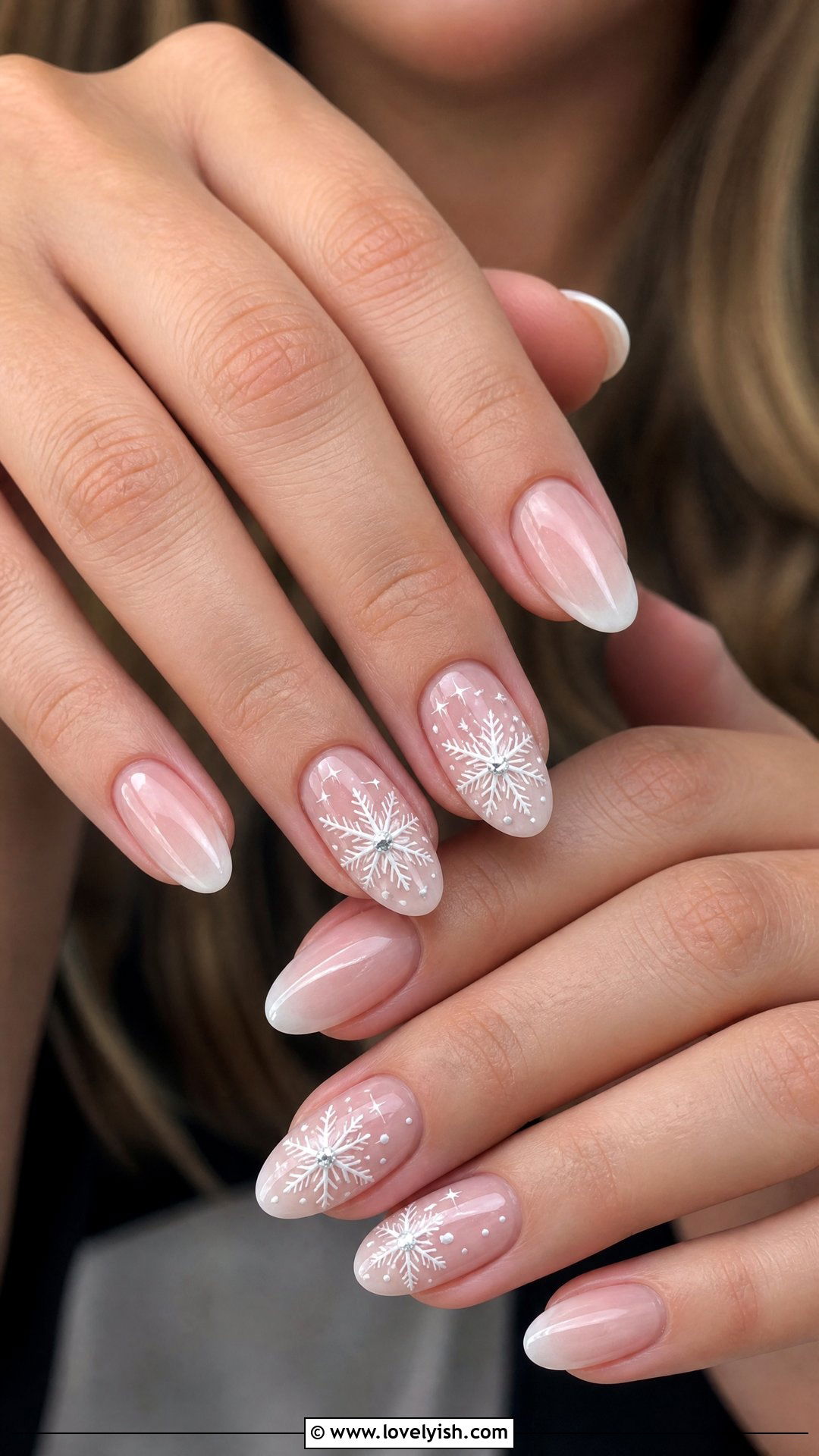 Snowflake White Winter Bridal Nails - 50 bridal nails - 50 bridal nails