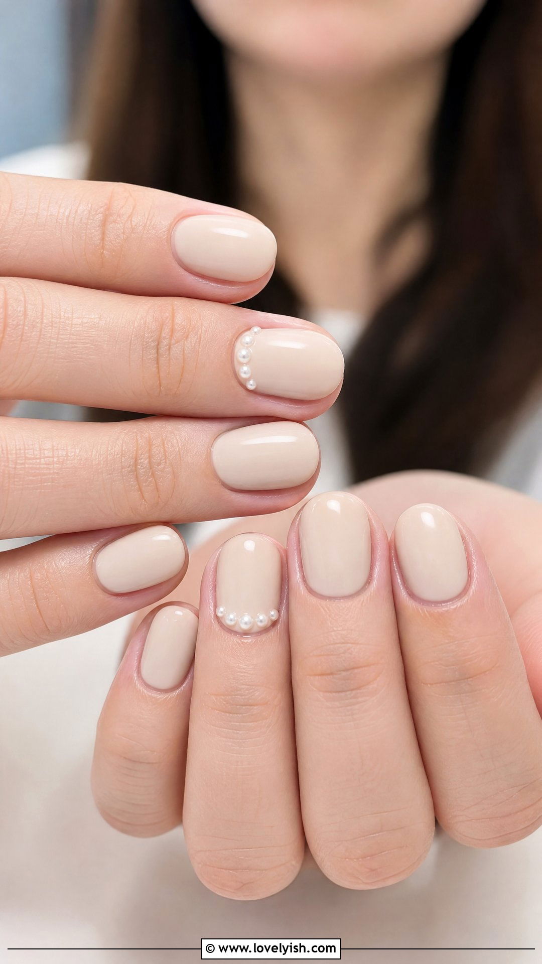 Soft Beige With Pearl Accents - 50 sophisticated nails - 50 sophisticated nails