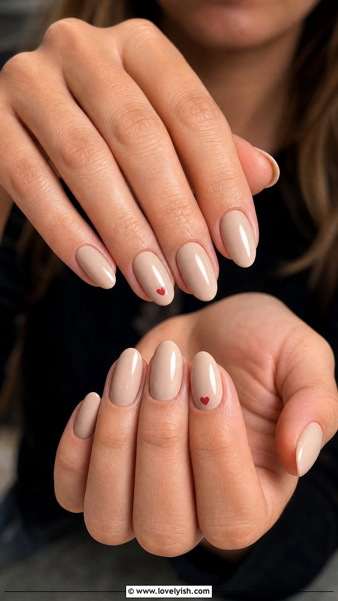 Soft Beige With Tiny Heart Nails - 41 nail design simple - 41 nail design simple