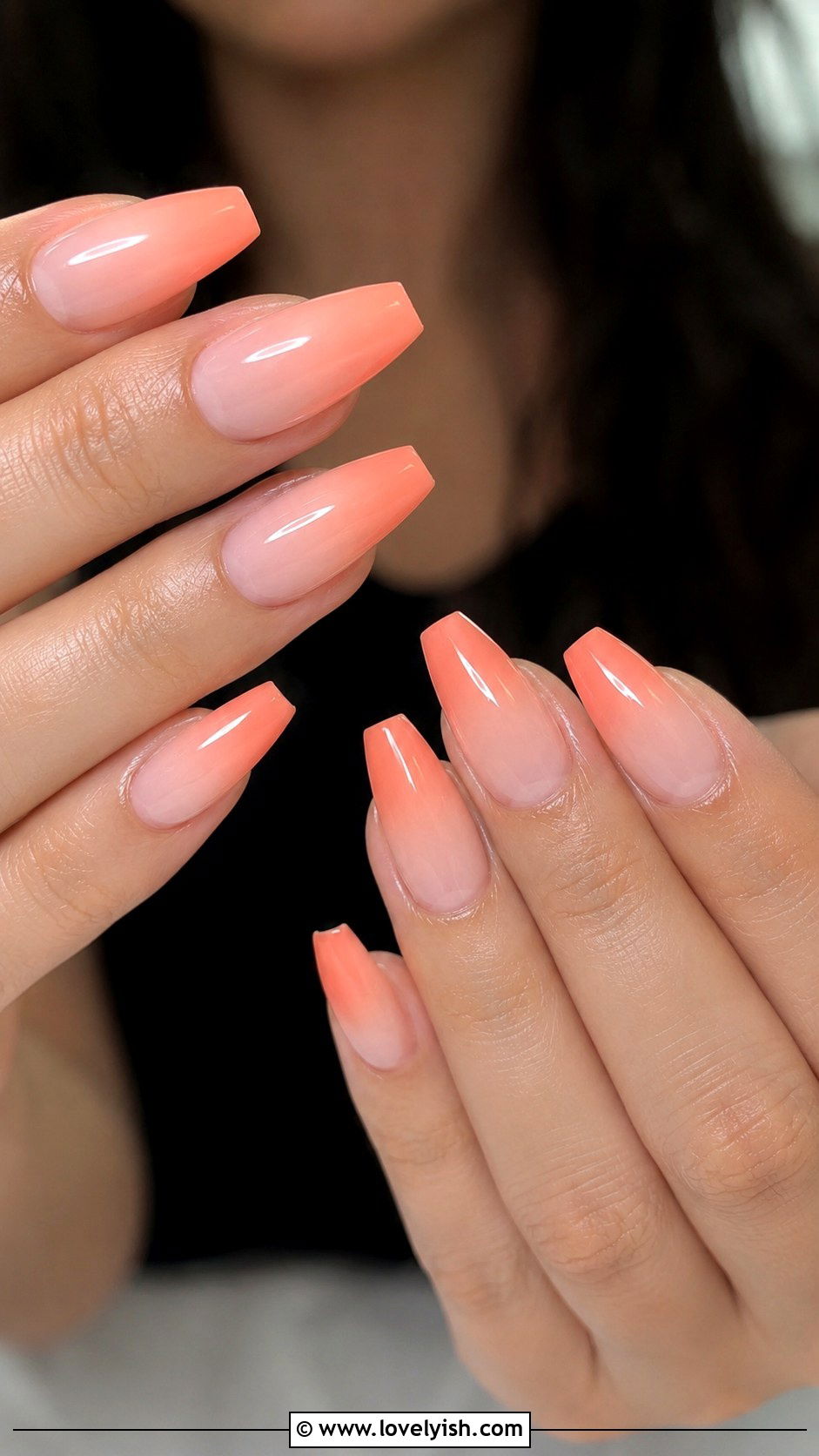 Soft Coral French Ombre Nails - 42 spring nail ideas - 42 spring nail ideas