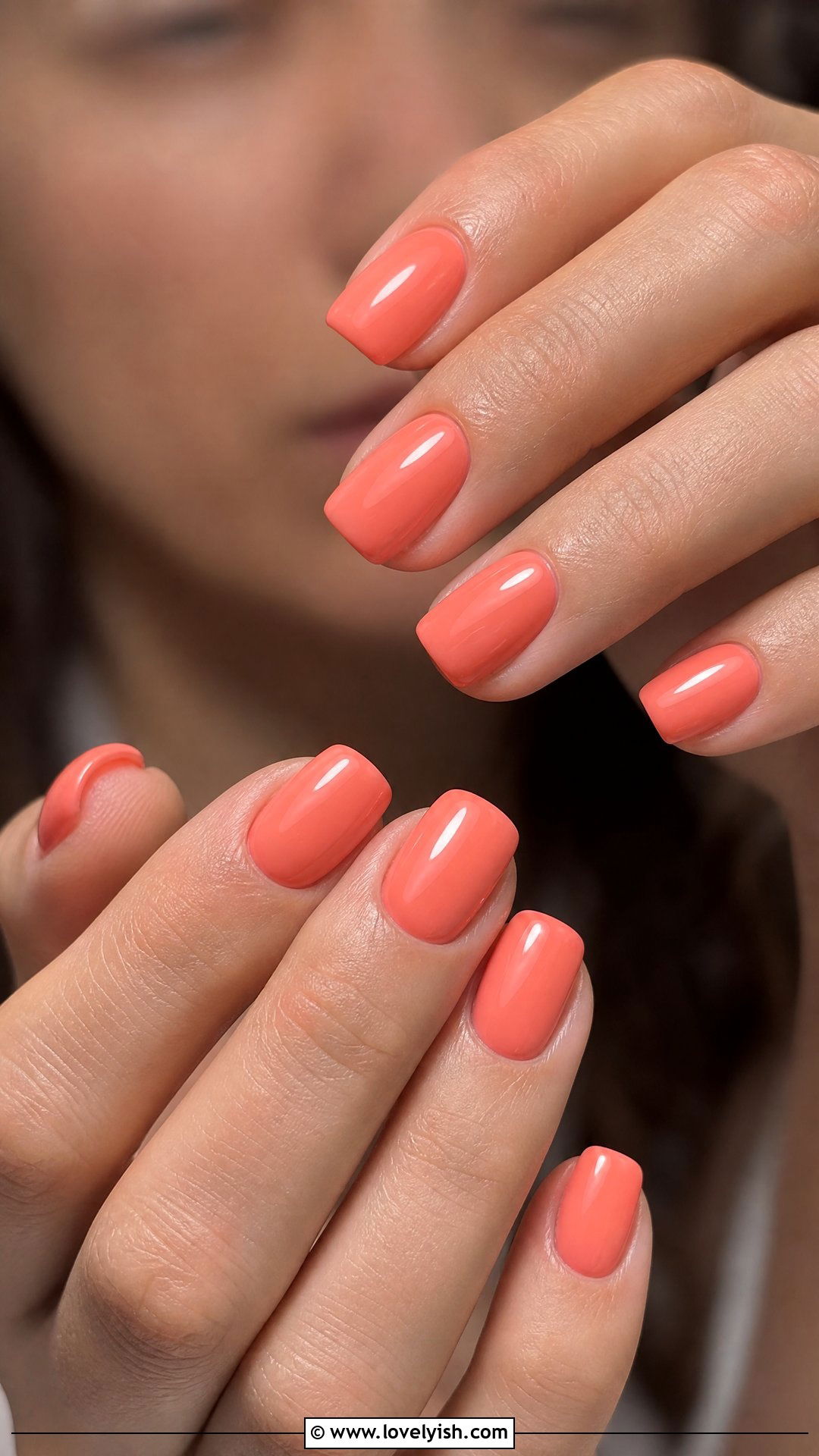 Soft Coral Glossy Nails - 50 feminine nails - 50 feminine nails