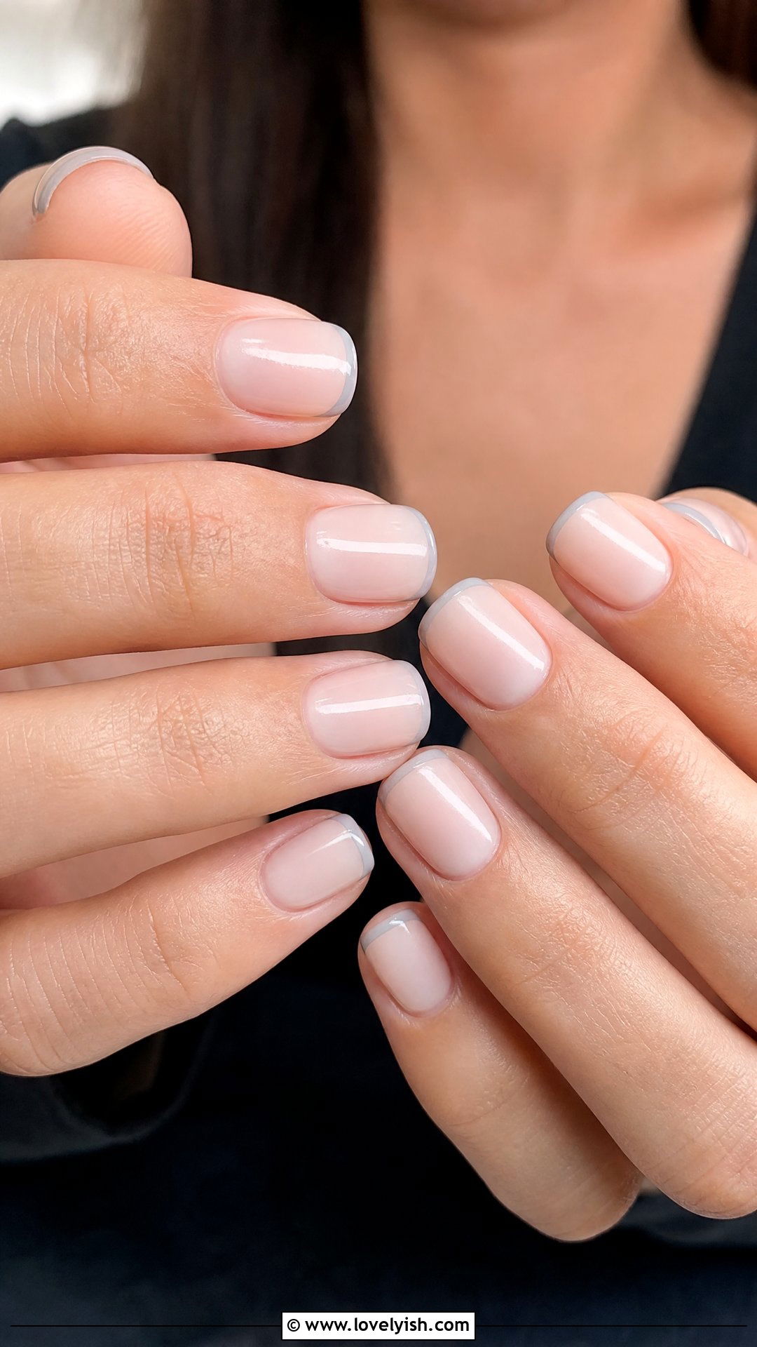 Soft Grey Micro French Nails - 25 classy nail ideas - 25 classy nail ideas