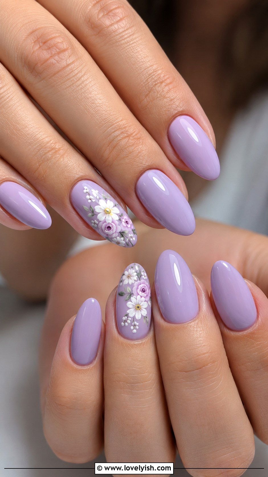 Soft Lavender Floral Nails - 50 nails - 50 nails