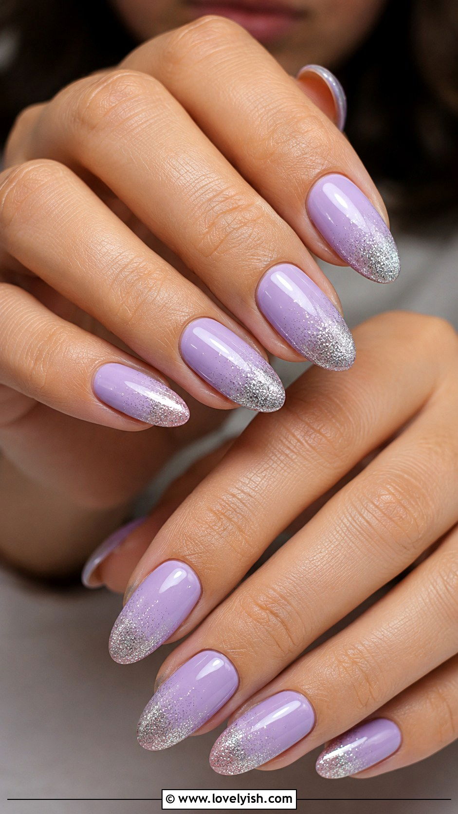 Soft Lilac With Silver Glitter Nails - 38 classy nail designs - 38 classy nail designs