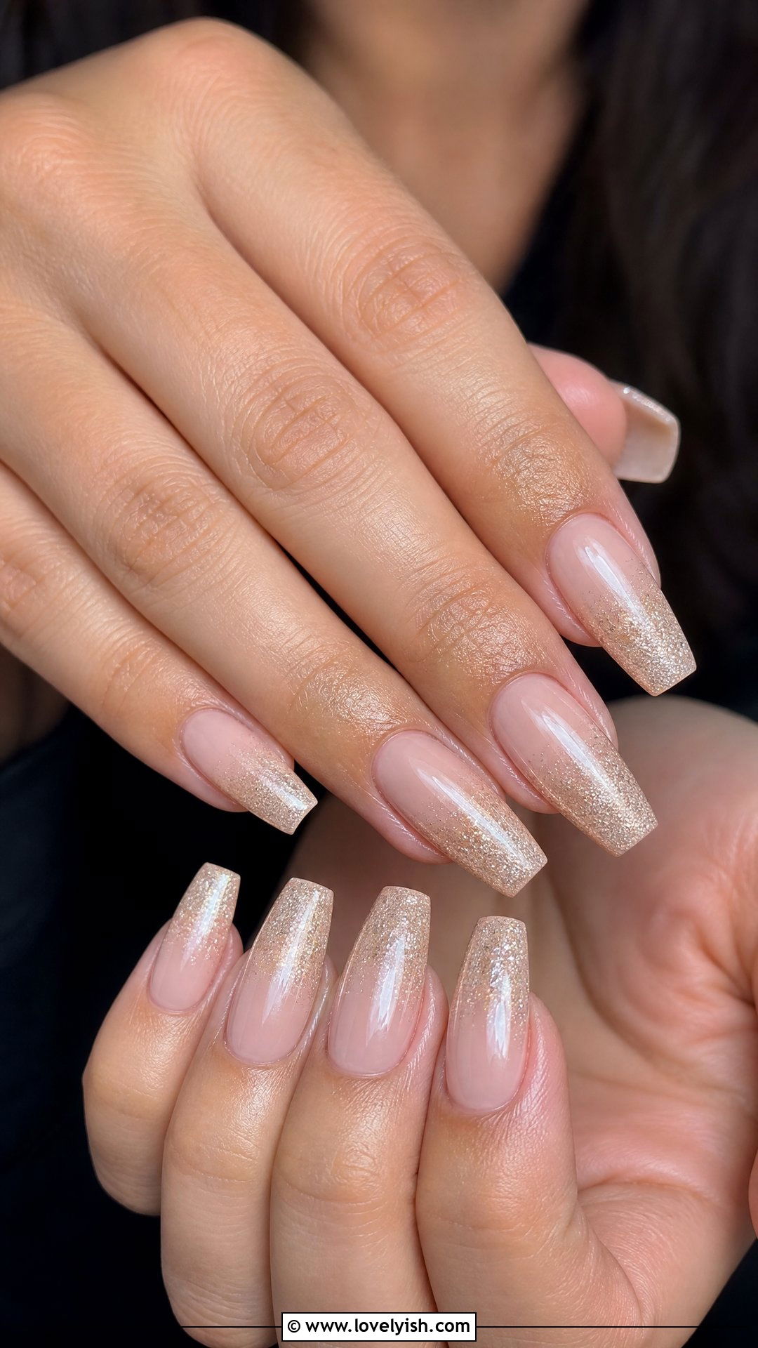 Soft Nude Glitter Ombre Nails - 50 elegant nails - 50 elegant nails
