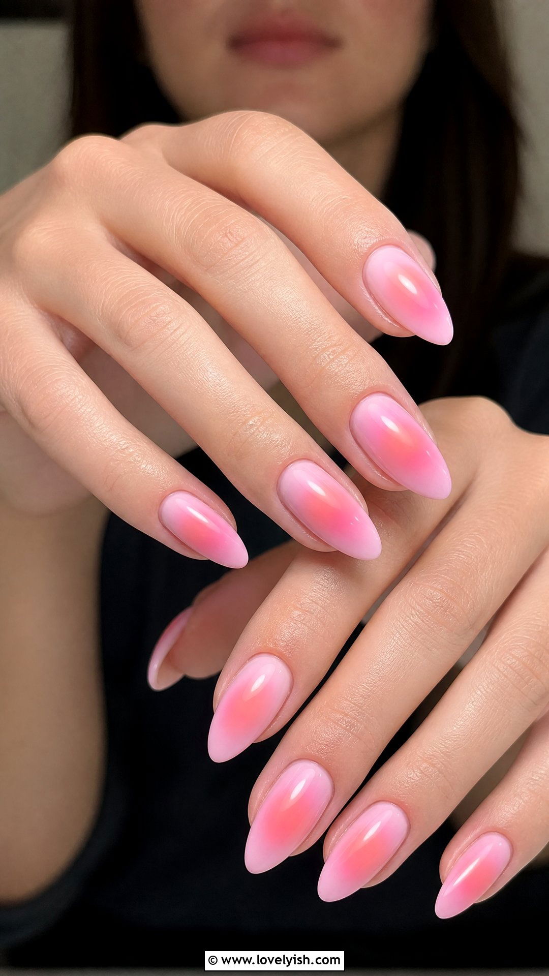 Soft Pink Aura Almond Nails - 25 almond nail designs - 25 almond nail designs