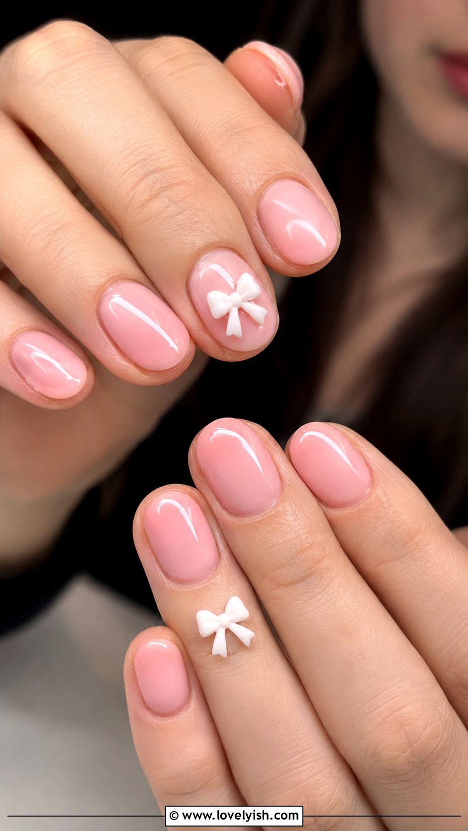 Soft Pink Bow Nails - 42 spring nail ideas - 42 spring nail ideas