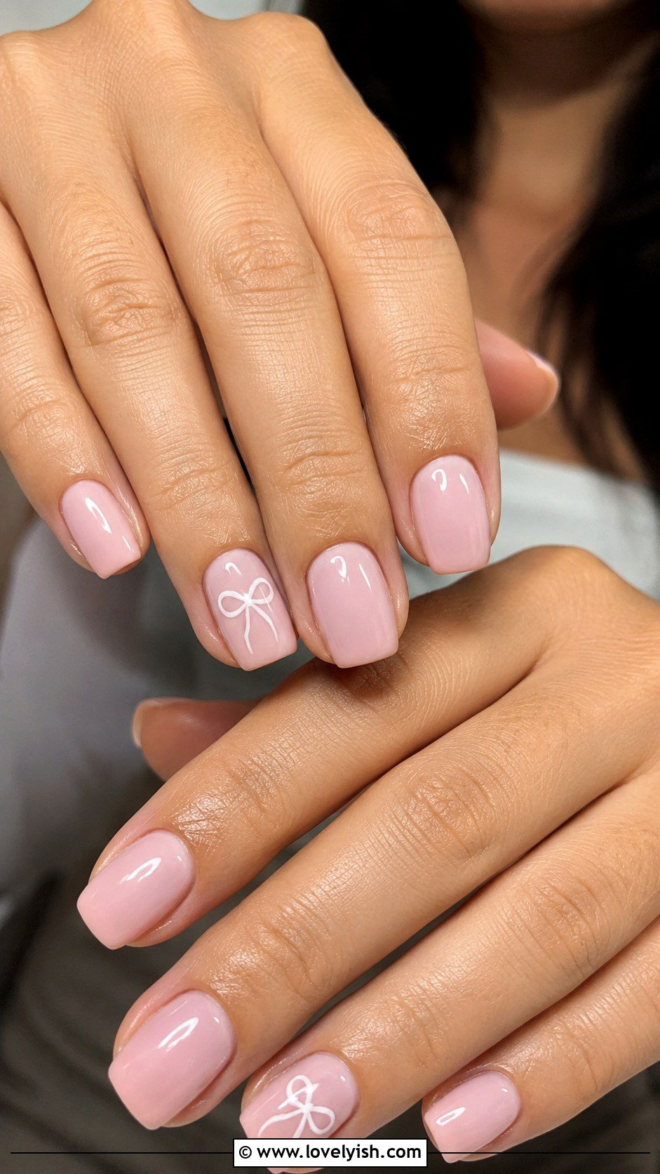 Soft Pink Bow Nails - 50 april nail designs - 50 april nail designs
