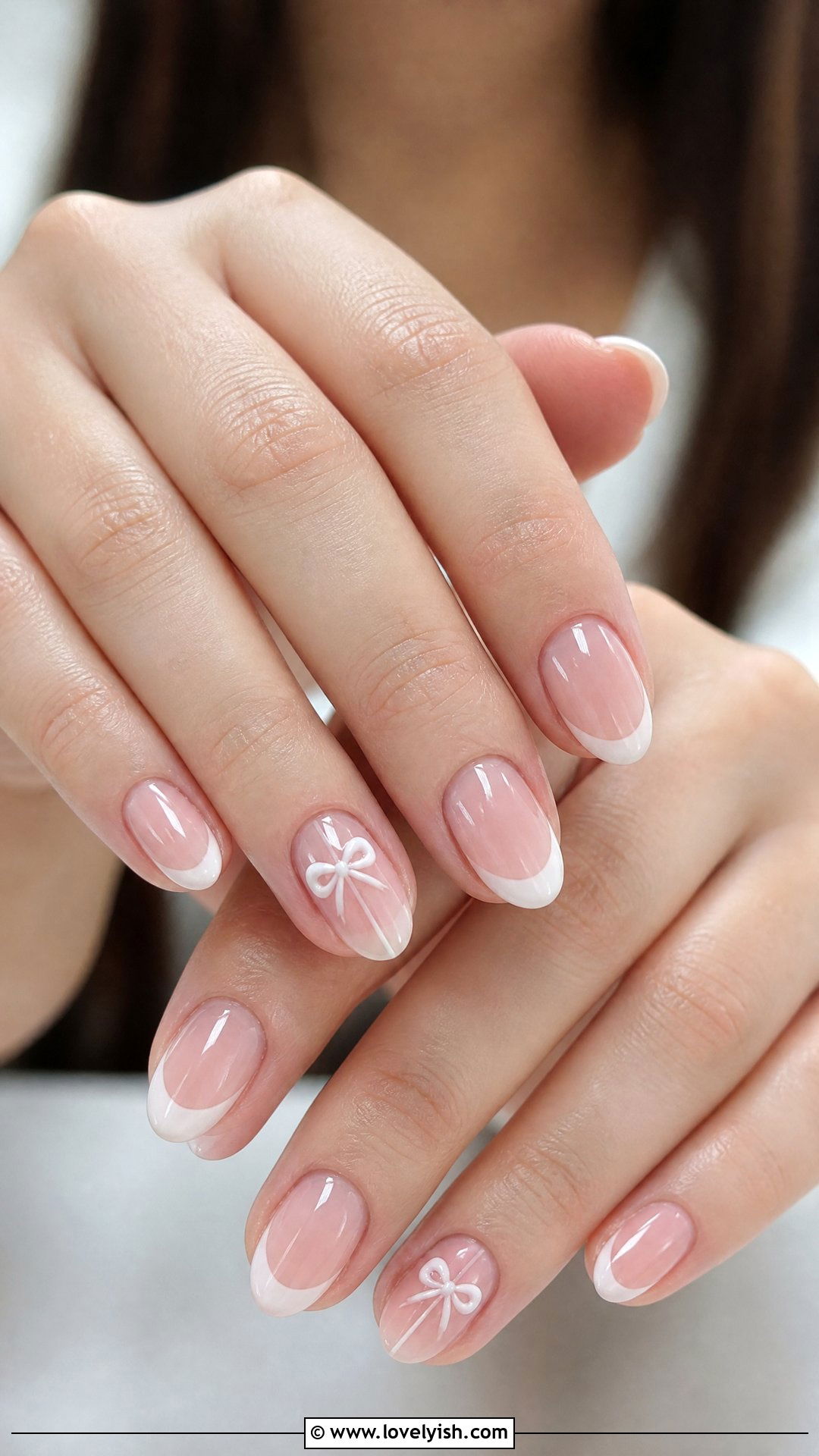 Soft Pink Bow Nails - 50 cute spring nail designs - 50 cute spring nail designs
