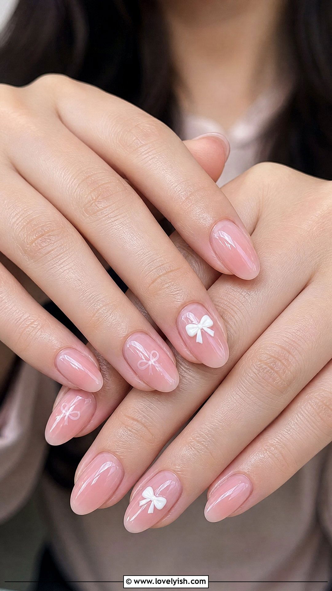 Soft Pink Bow Nails - 50 spring nails - 50 spring nails