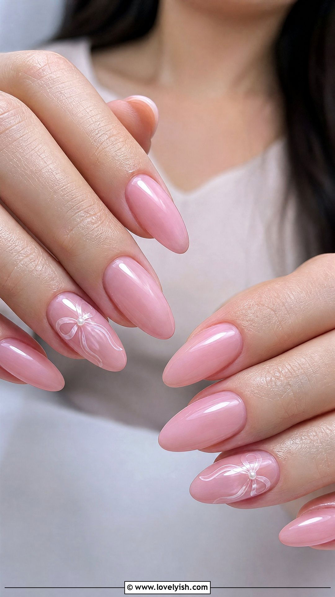 Soft Pink Bow Nails - 28 spring nails design ideas - 28 spring nails design ideas