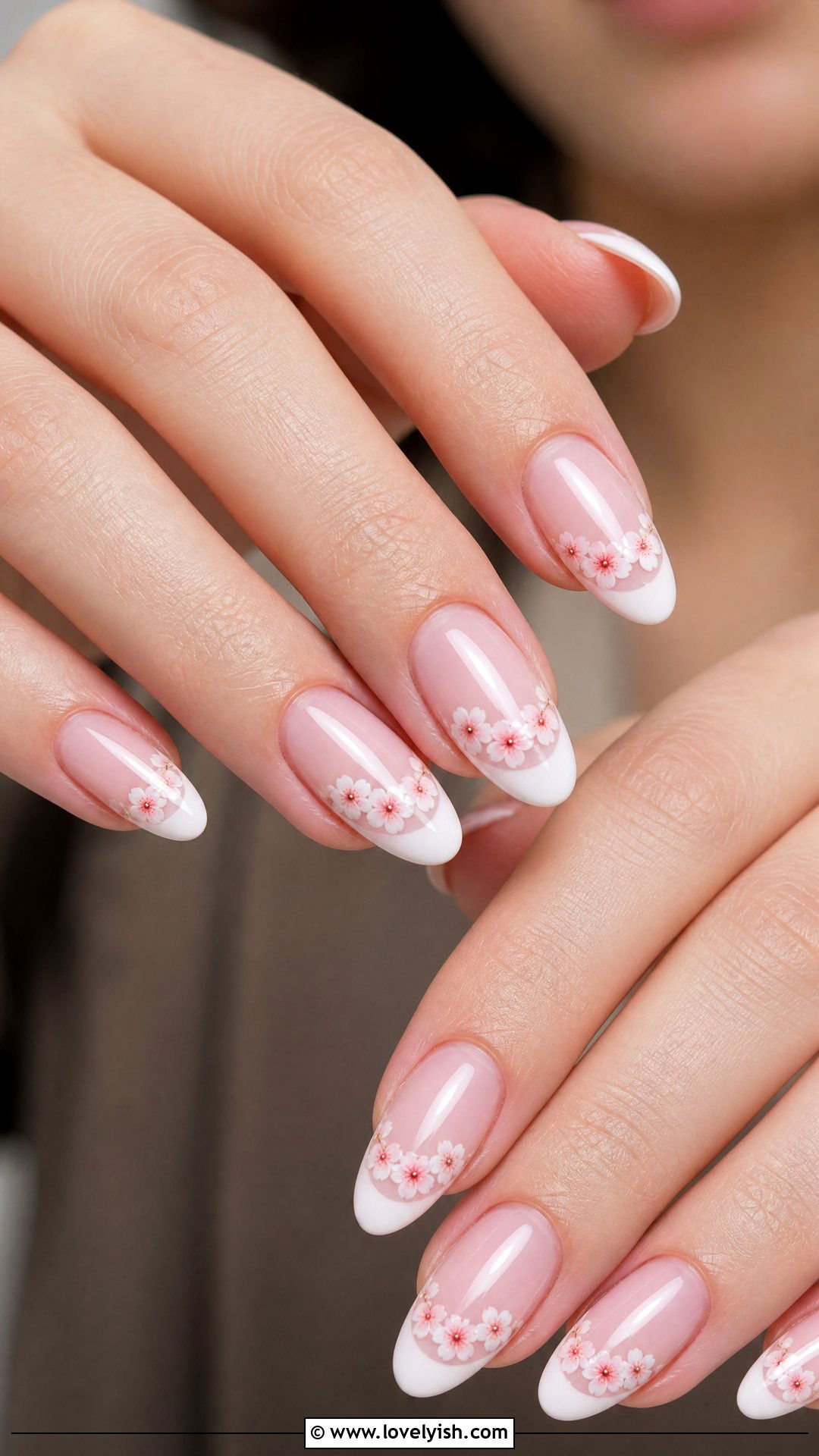 Soft Pink Cherry Blossom French Tip Nails - 50 cherry blossom nails - 50 cherry blossom nails