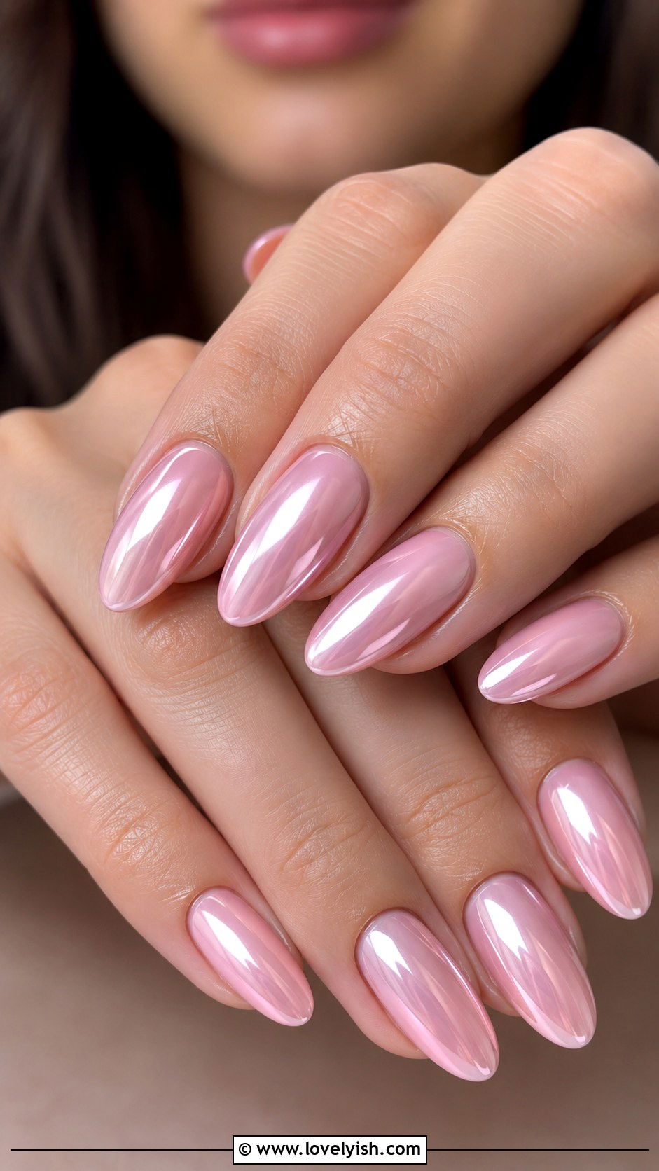 Soft Pink Chrome Manicure - 50 manicure - 50 manicure