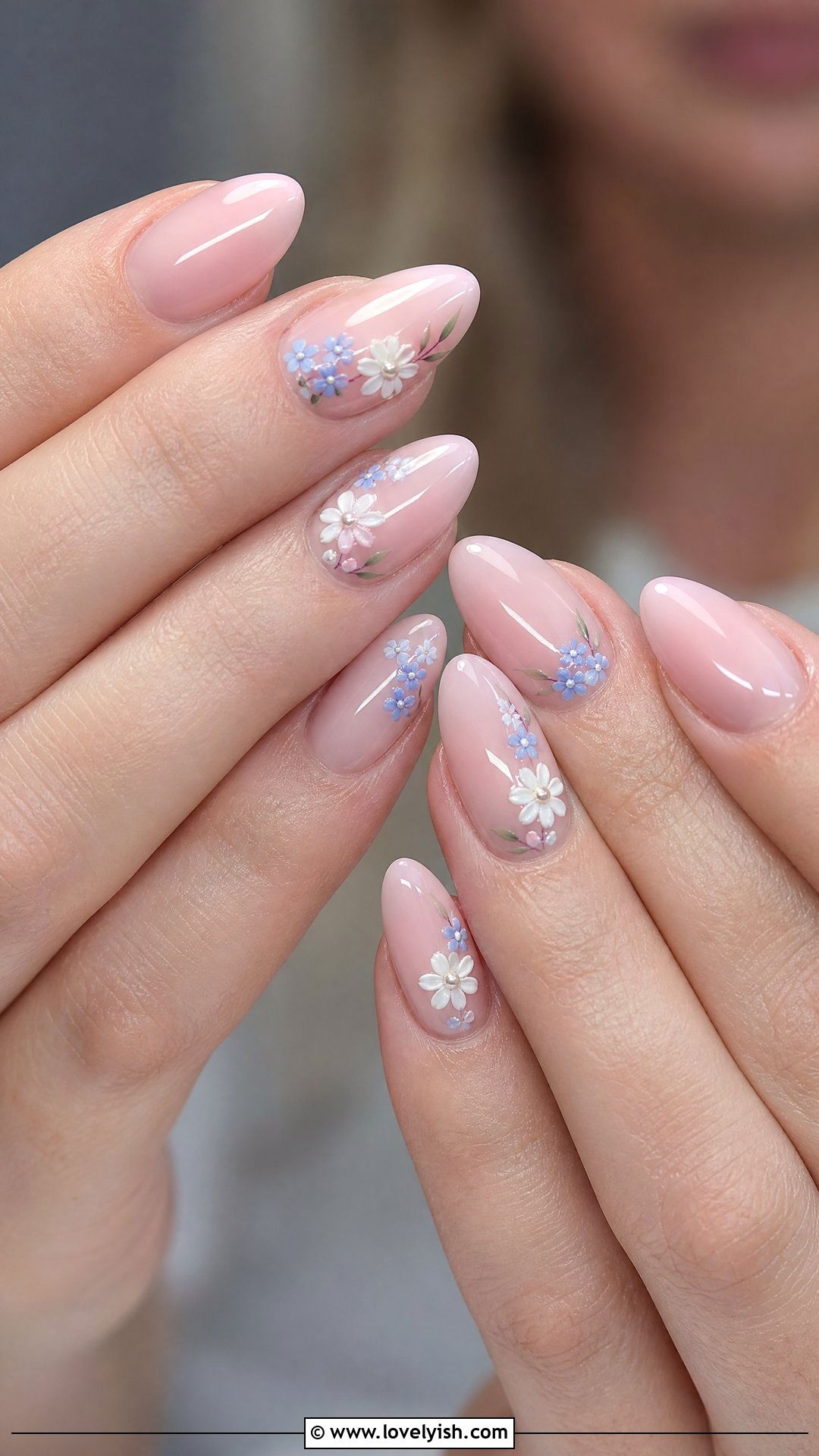 Soft Pink Floral Gel X Nails - 50 gel x nails - 50 gel x nails